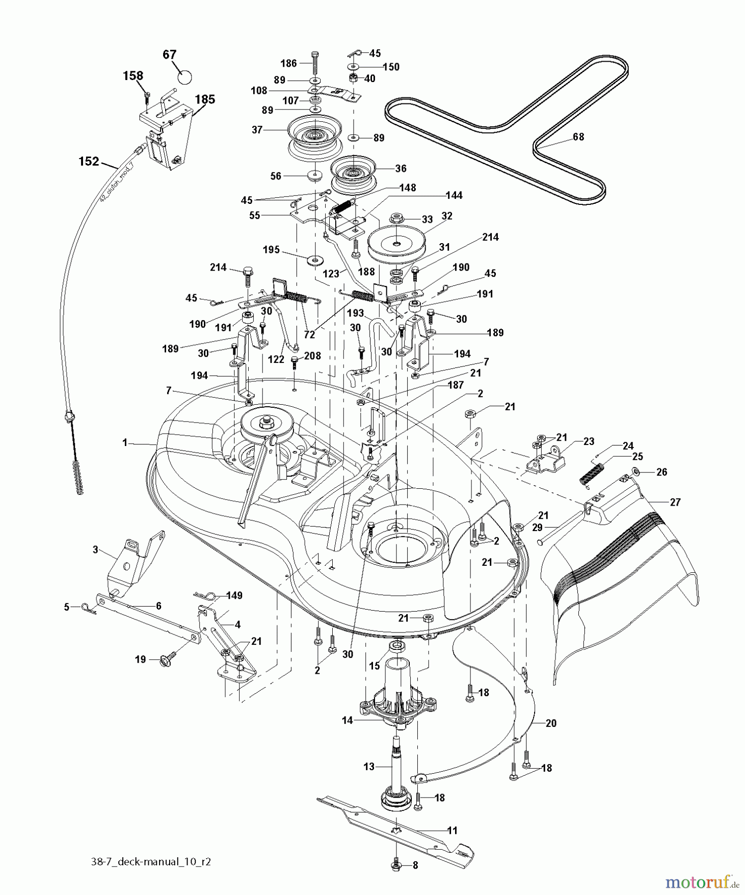 Jonsered Rasen und Garten Traktoren LT2113 (96011026607) - Jonsered Lawn & Garden Tractor (2012-08) MOWER DECK / CUTTING DECK