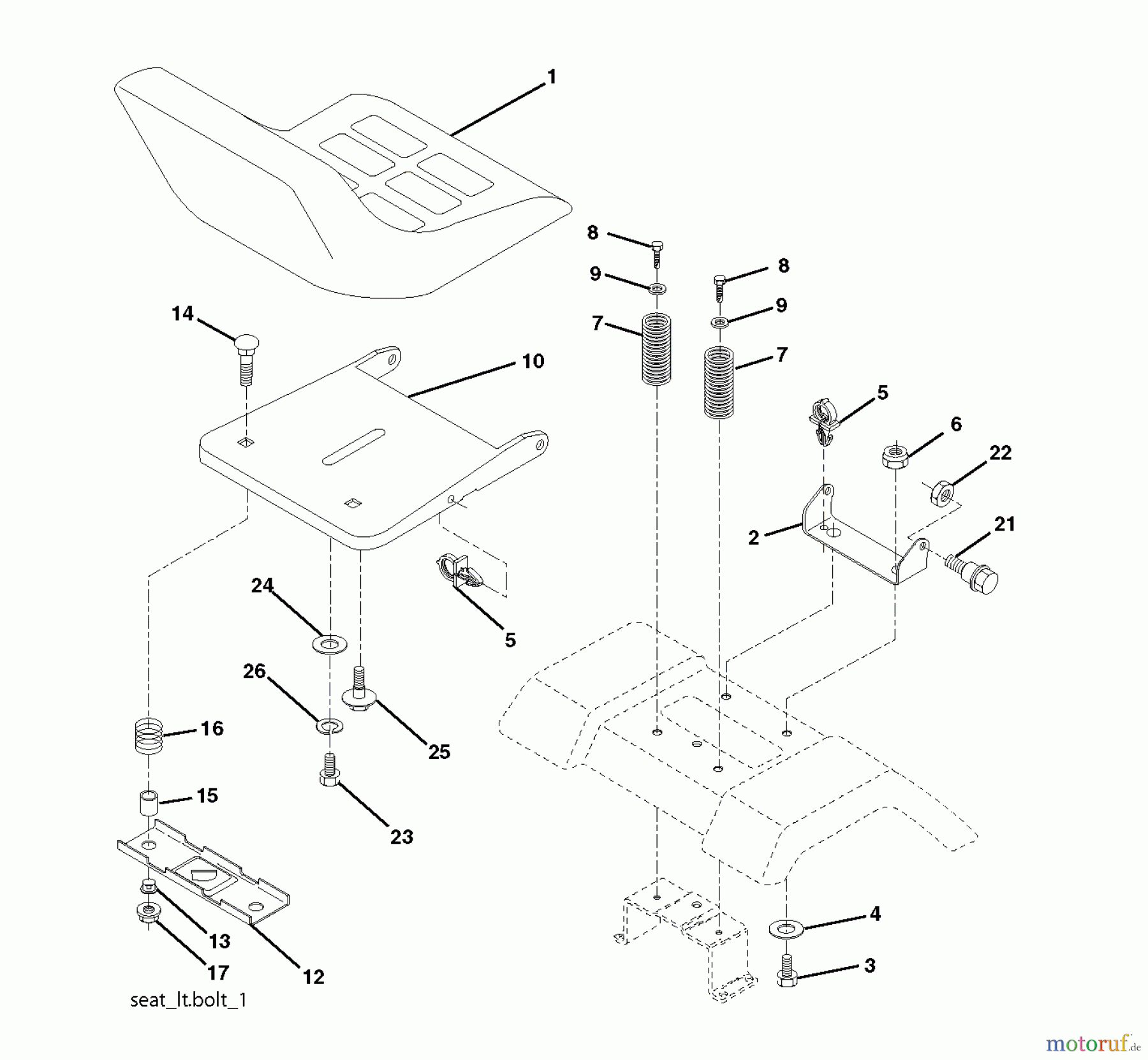 Jonsered Rasen und Garten Traktoren LT2113 (96011026607) - Jonsered Lawn & Garden Tractor (2012-08) SEAT