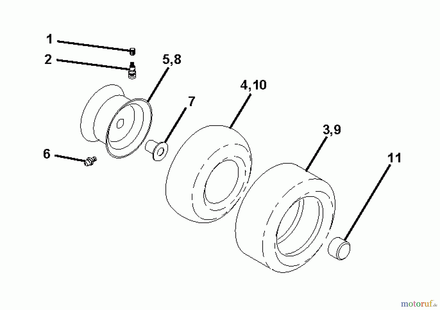  Jonsered Rasen  und Garten Traktoren LT2113 (96011026607) - Jonsered Lawn & Garden Tractor (2012-08) WHEELS TIRES