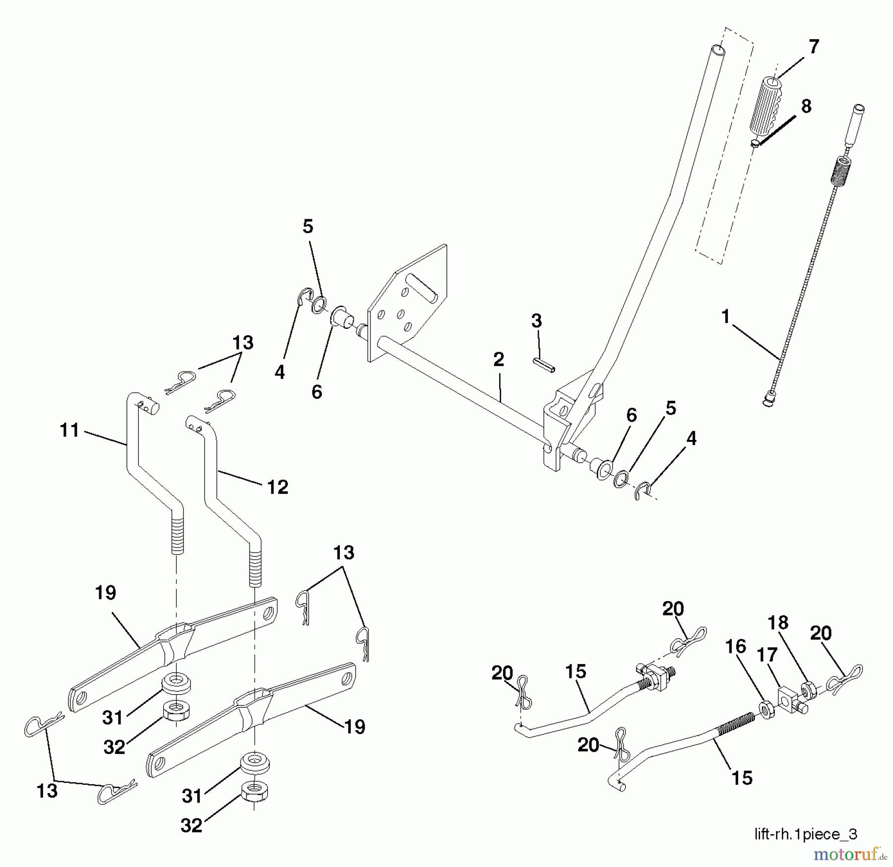 Jonsered Rasen und Garten Traktoren LT2113 (96011026607) - Jonsered Lawn & Garden Tractor (2012-08) MOWER LIFT / DECK LIFT