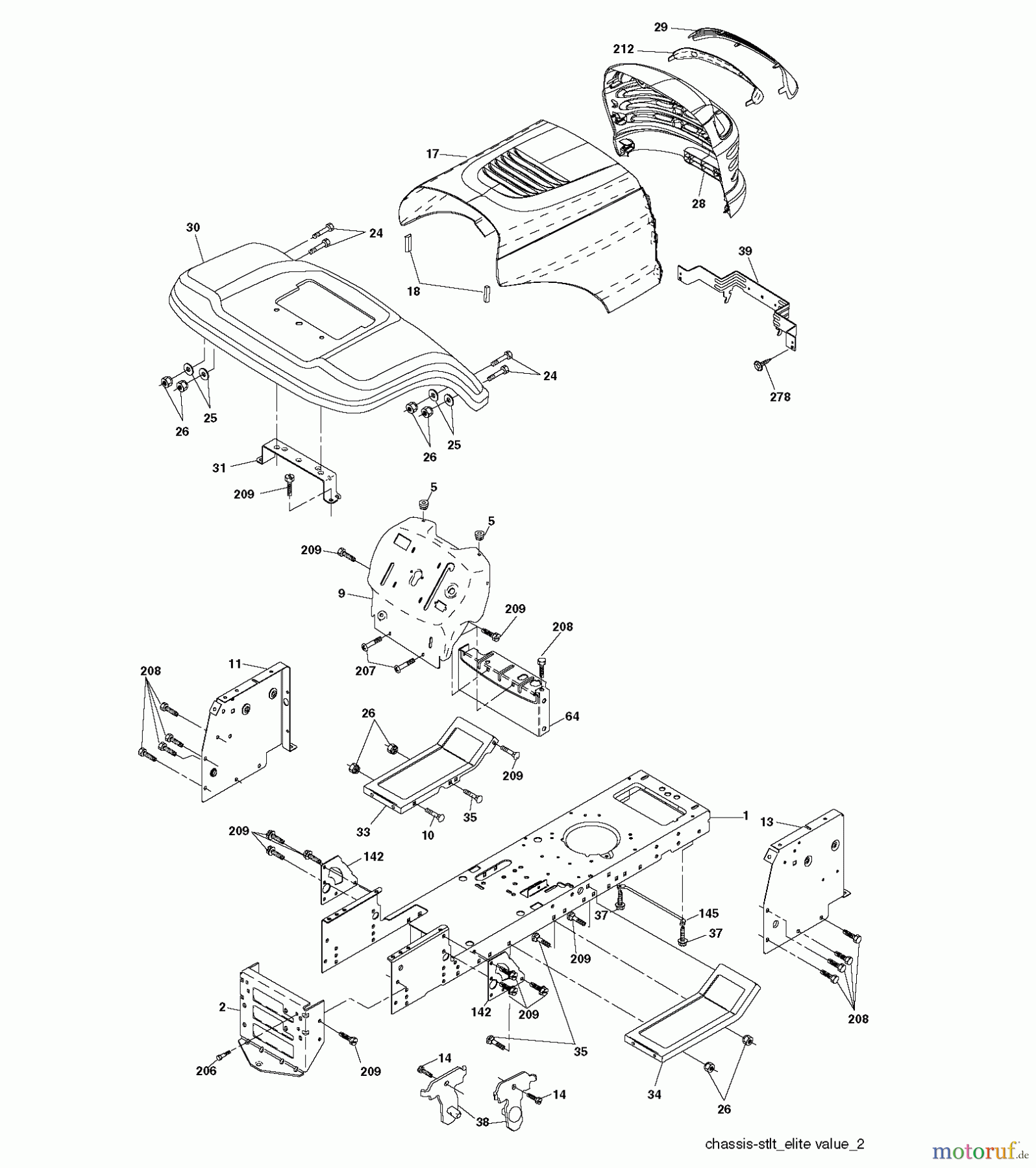 Jonsered Rasen und Garten Traktoren LT2113 (96011026700) - Jonsered Lawn & Garden Tractor (2008-01) CHASSIS ENCLOSURES