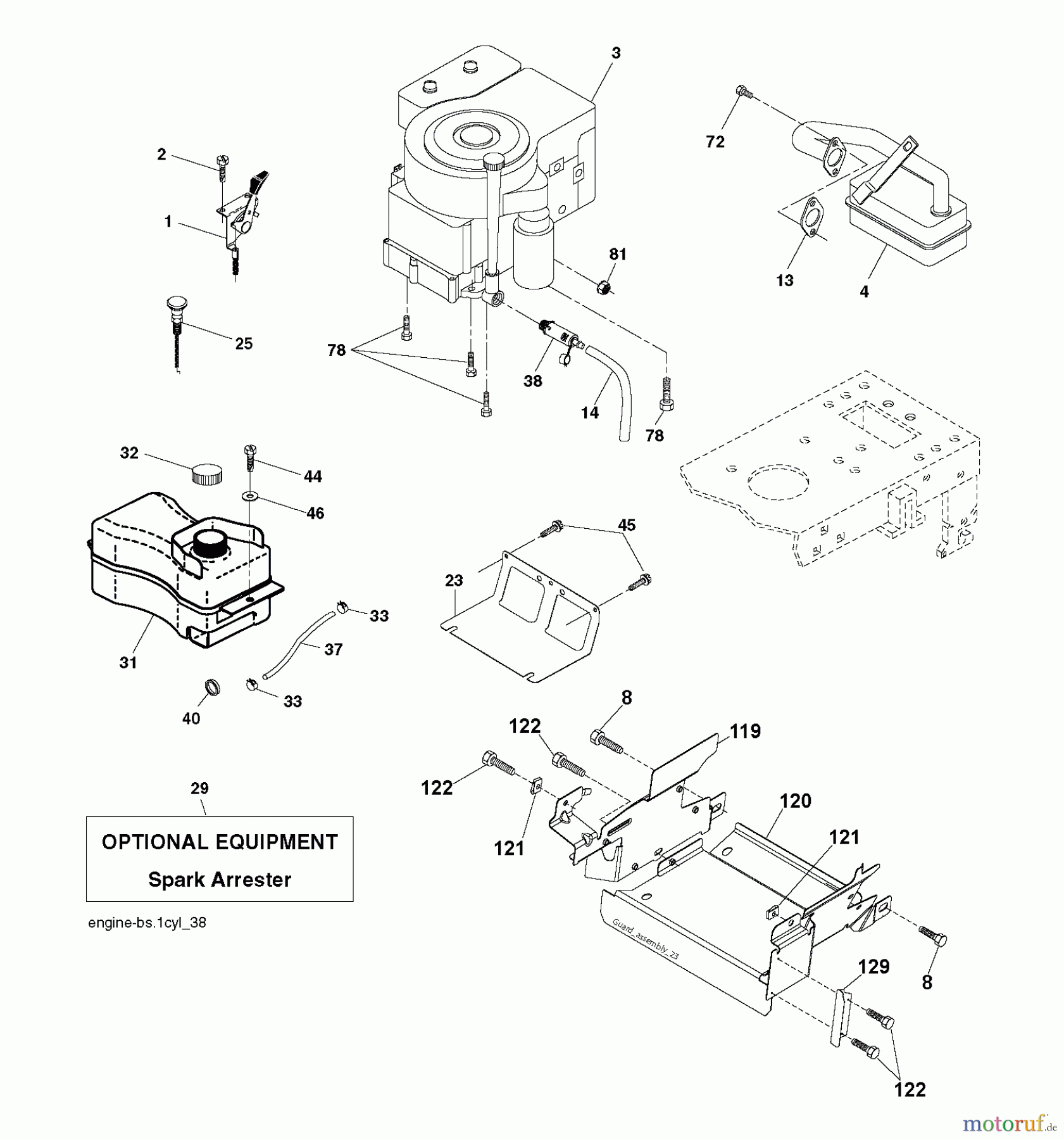 Jonsered Rasen und Garten Traktoren LT2113 (96011026700) - Jonsered Lawn & Garden Tractor (2008-01) ENGINE