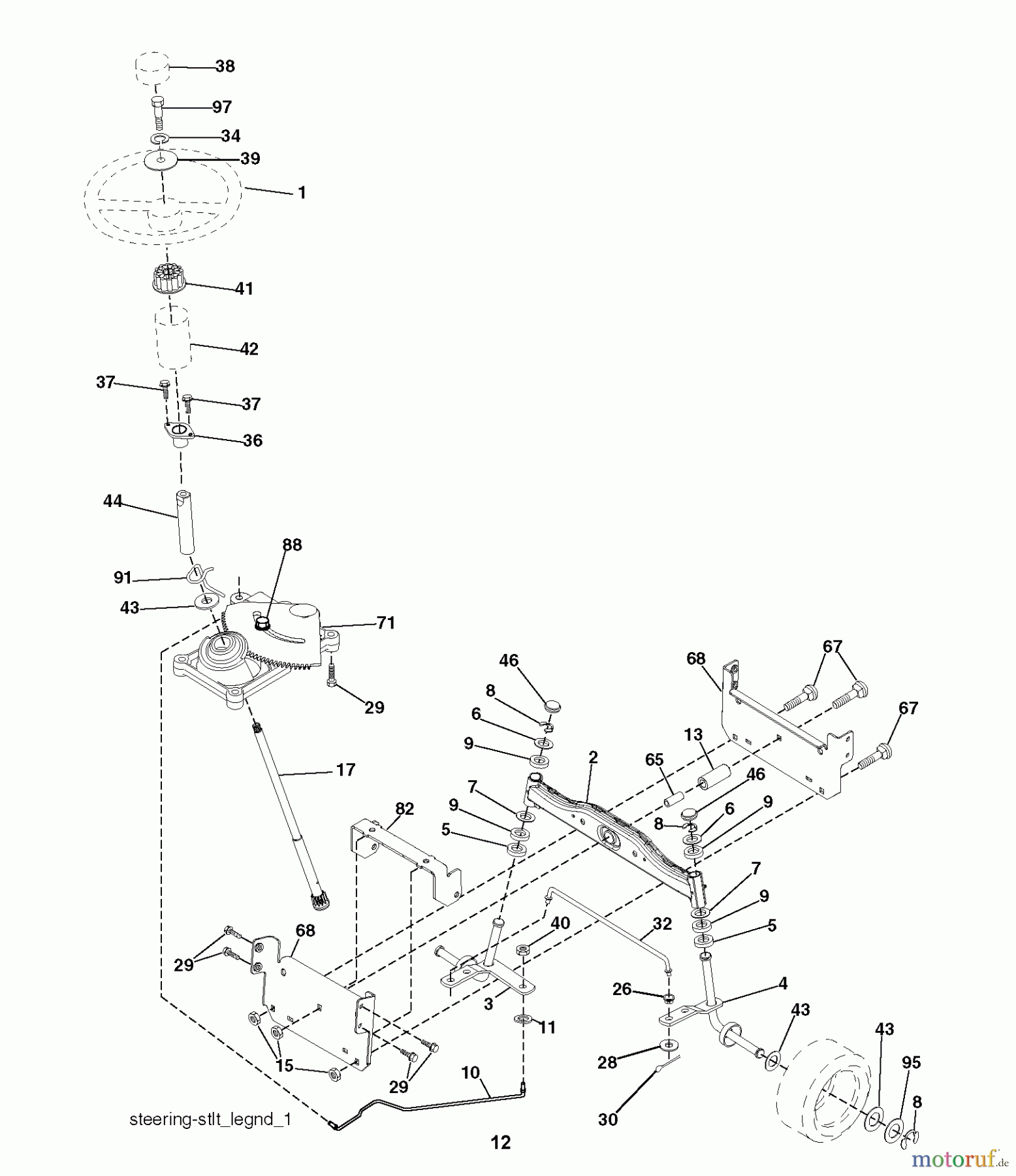 Jonsered Rasen und Garten Traktoren LT2113 (96011026700) - Jonsered Lawn & Garden Tractor (2008-01) STEERING