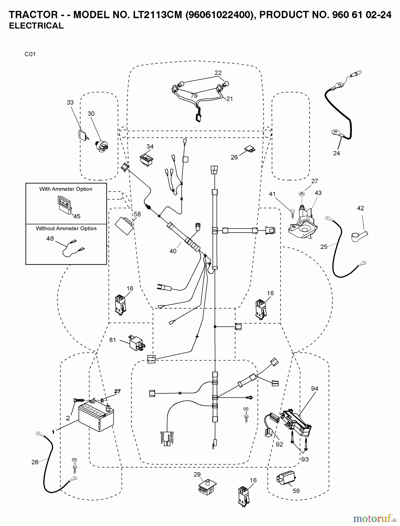 Jonsered Rasen und Garten Traktoren LT2113 CM (96061022400) - Jonsered Lawn & Garden Tractor (2007-10) ELECTRICAL