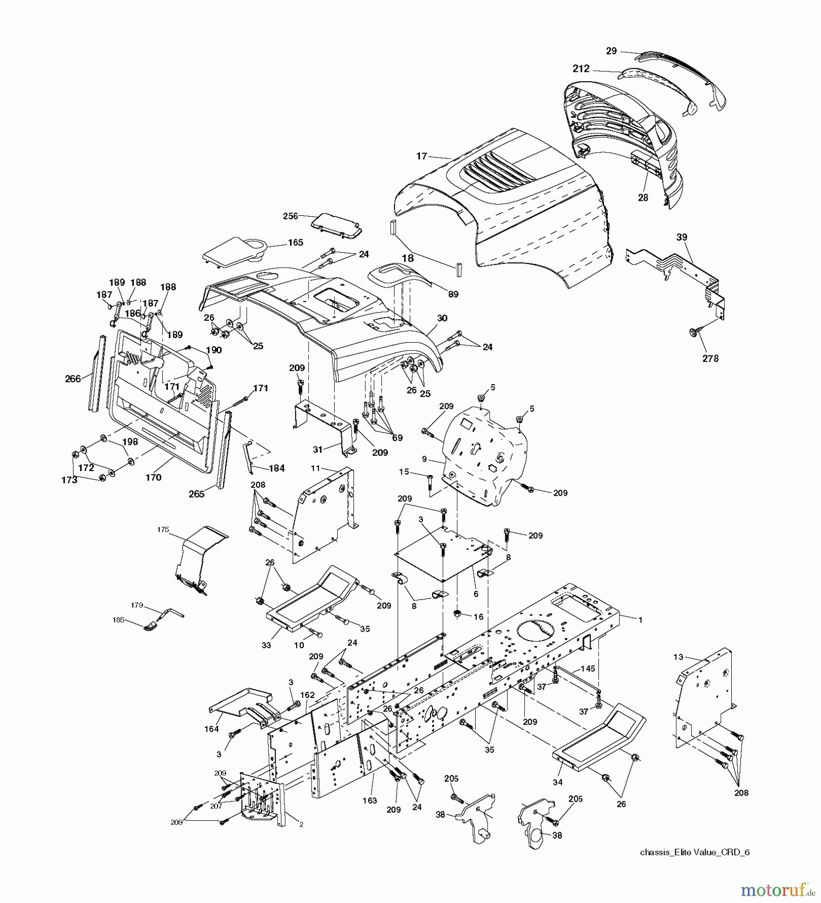 Jonsered Rasen und Garten Traktoren LT2113 CM (96061022401) - Jonsered Lawn & Garden Tractor (2008-06) CHASSIS ENCLOSURES