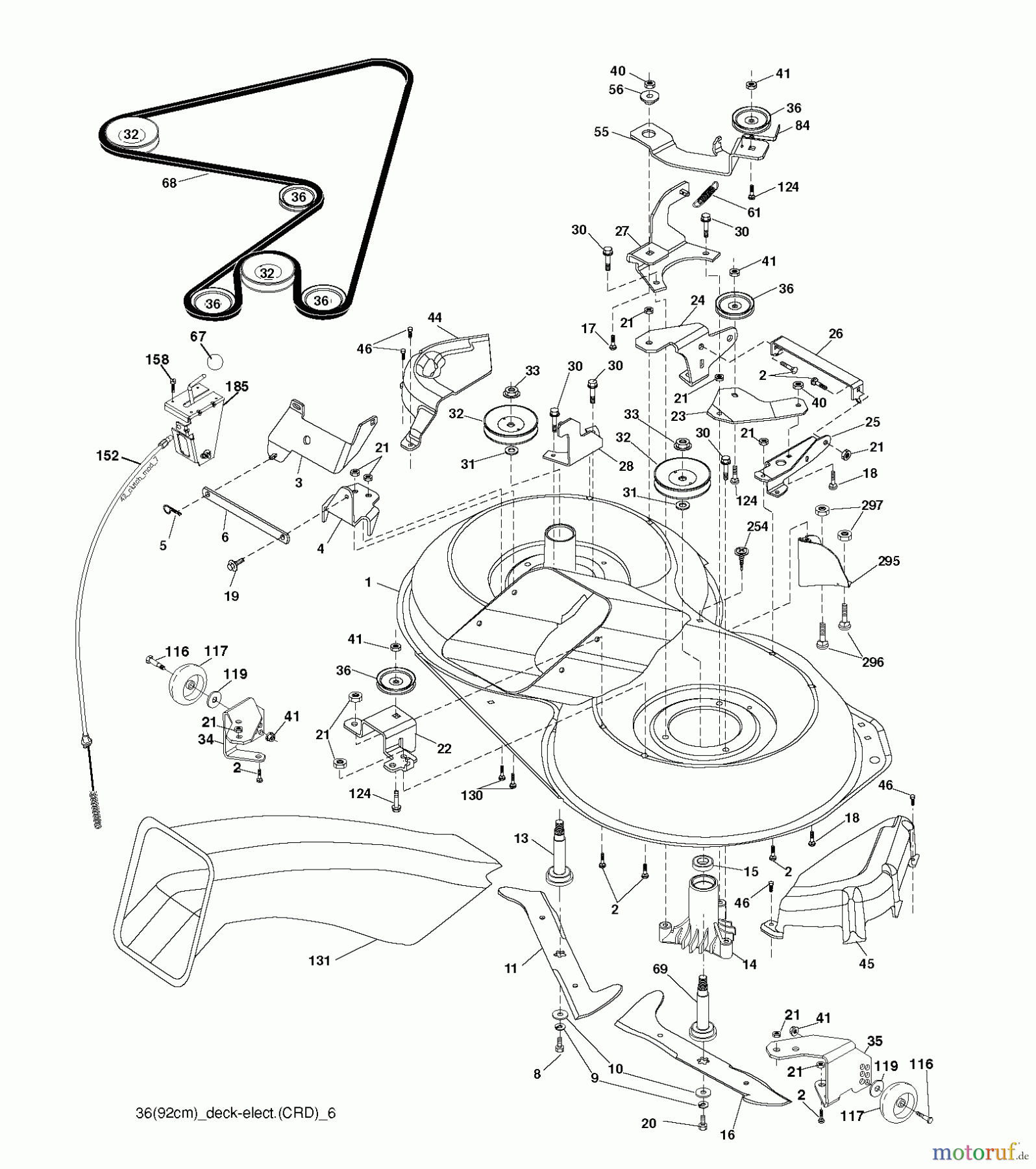  Jonsered Rasen  und Garten Traktoren LT2113 CM (96061022401) - Jonsered Lawn & Garden Tractor (2008-06) MOWER DECK / CUTTING DECK