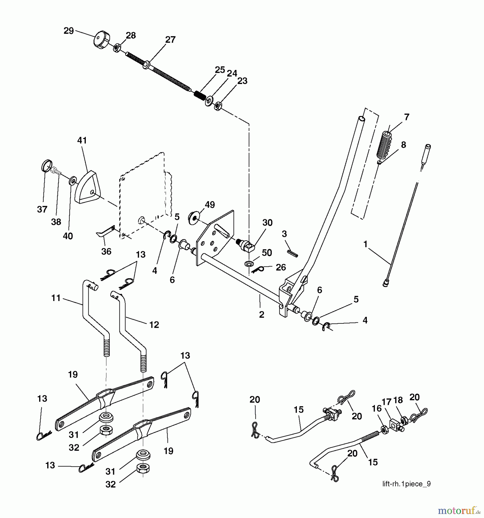 Jonsered Rasen und Garten Traktoren LT2113 CM (96061022401) - Jonsered Lawn & Garden Tractor (2008-06) MOWER LIFT / DECK LIFT