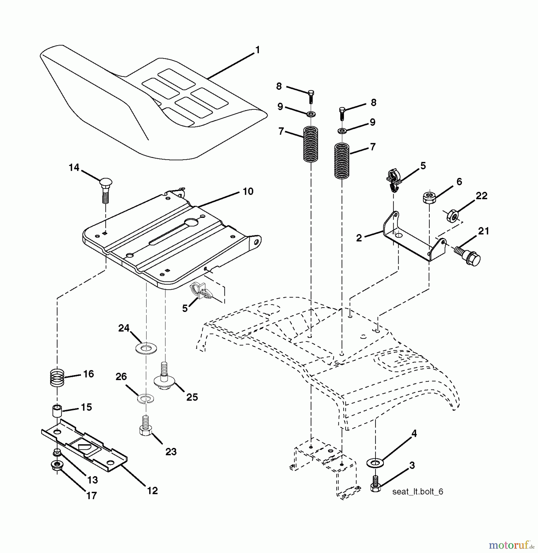 Jonsered Rasen und Garten Traktoren LT2113 CM (96061022401) - Jonsered Lawn & Garden Tractor (2008-06) SEAT