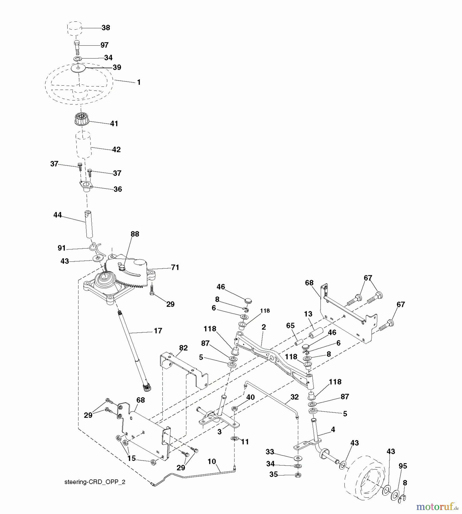  Jonsered Rasen  und Garten Traktoren LT2113 CM (96061022401) - Jonsered Lawn & Garden Tractor (2008-06) STEERING