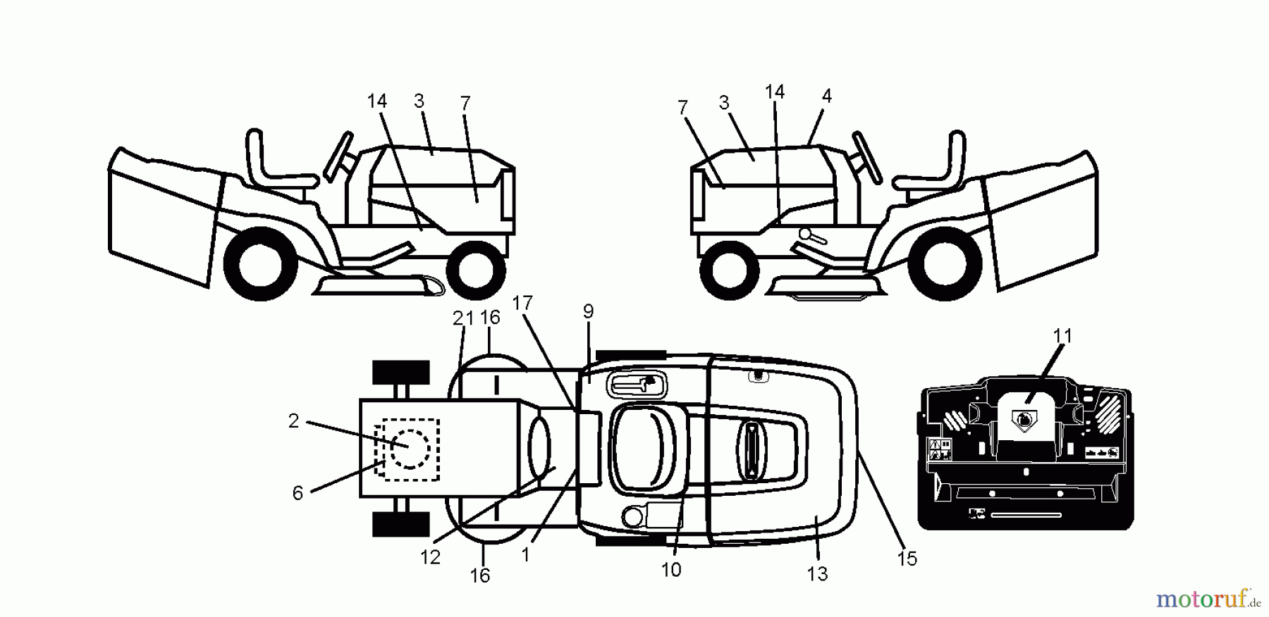 Jonsered Rasen und Garten Traktoren LT2113 CM (96061022402) - Jonsered Lawn & Garden Tractor (2008-09) DECALS