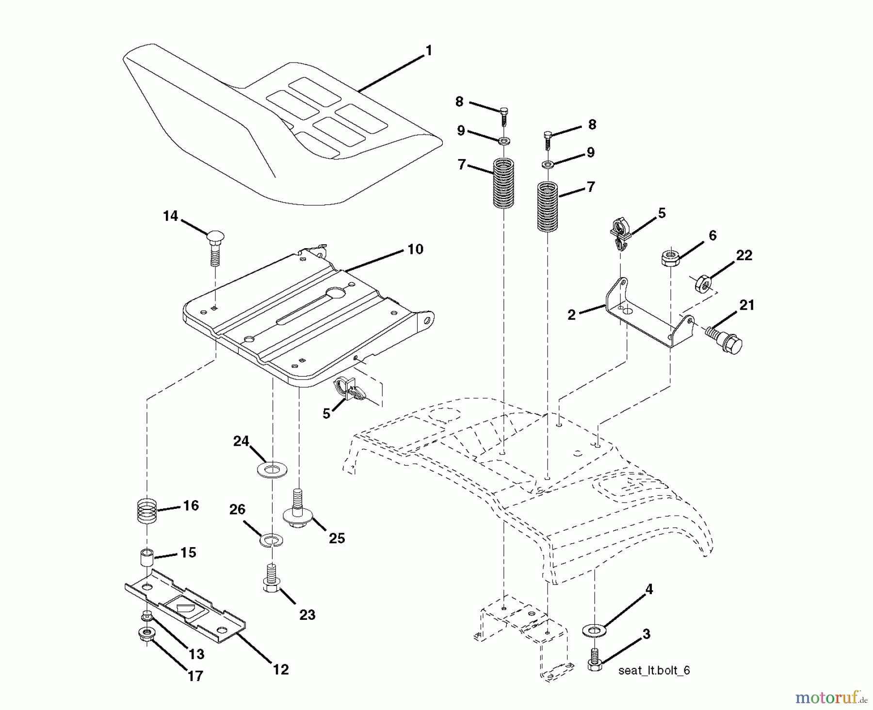 Jonsered Rasen und Garten Traktoren LT2113 CM (96061022402) - Jonsered Lawn & Garden Tractor (2008-09) SEAT