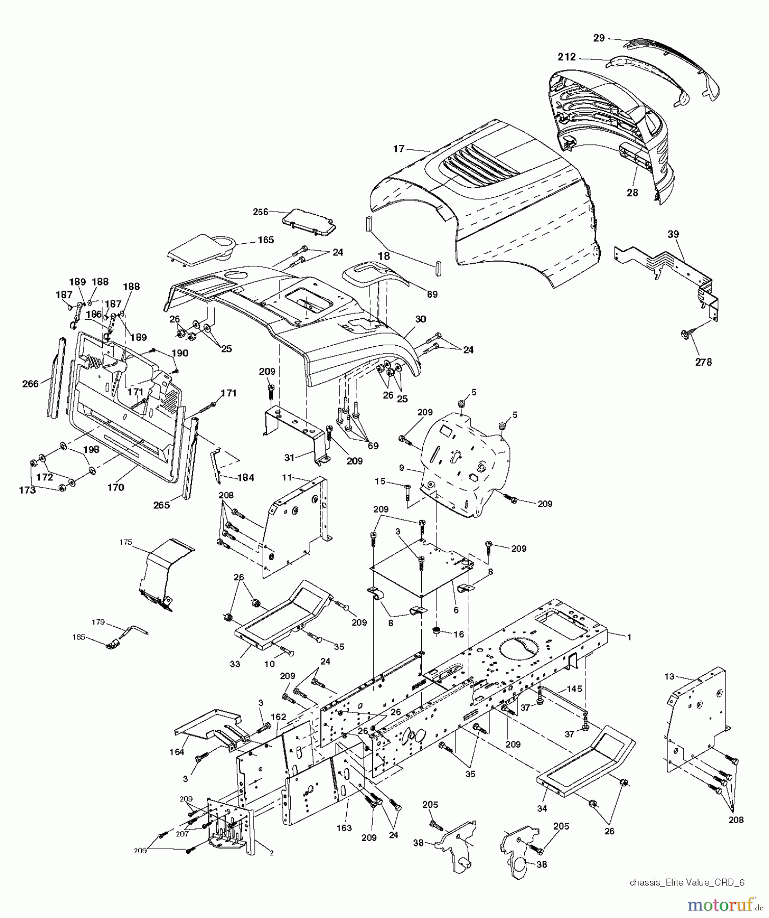 Jonsered Rasen und Garten Traktoren LT2113 CM (96061022404) - Jonsered Lawn & Garden Tractor (2010-03) CHASSIS ENCLOSURES