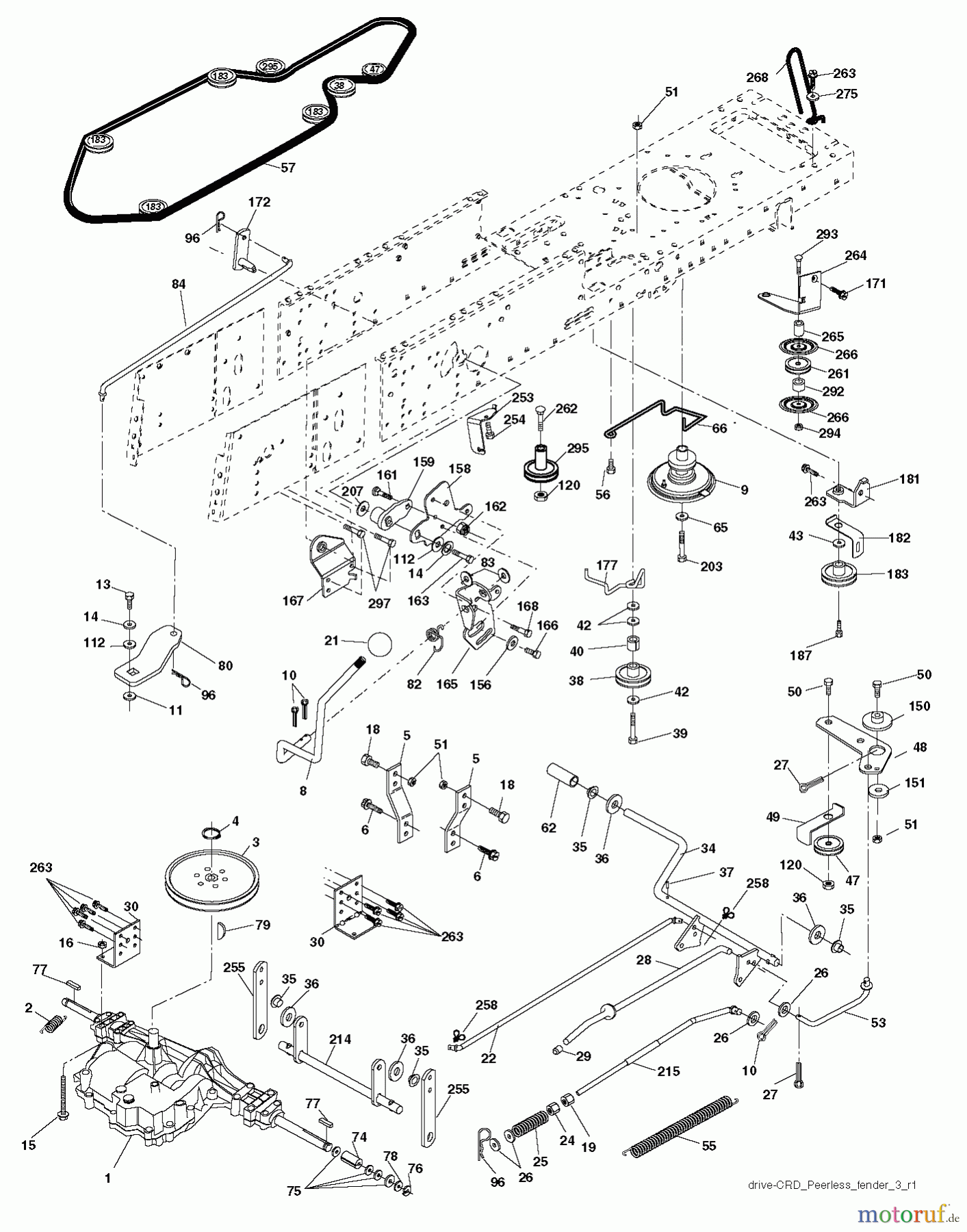  Jonsered Rasen  und Garten Traktoren LT2113 CM (96061022404) - Jonsered Lawn & Garden Tractor (2010-03) DRIVE