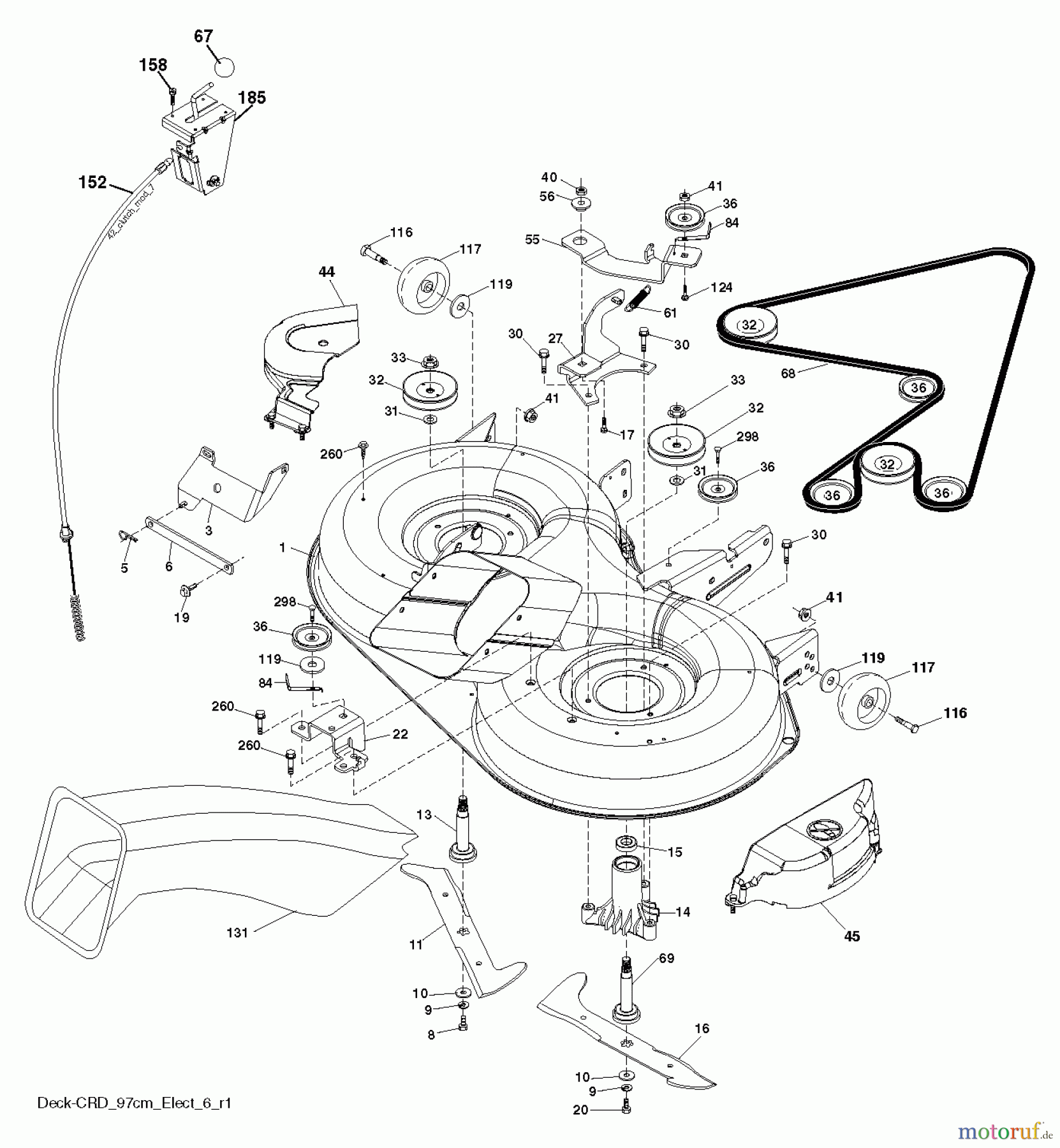 Jonsered Rasen und Garten Traktoren LT2113 CM (96061022405) - Jonsered Lawn & Garden Tractor (2011-01) MOWER DECK / CUTTING DECK
