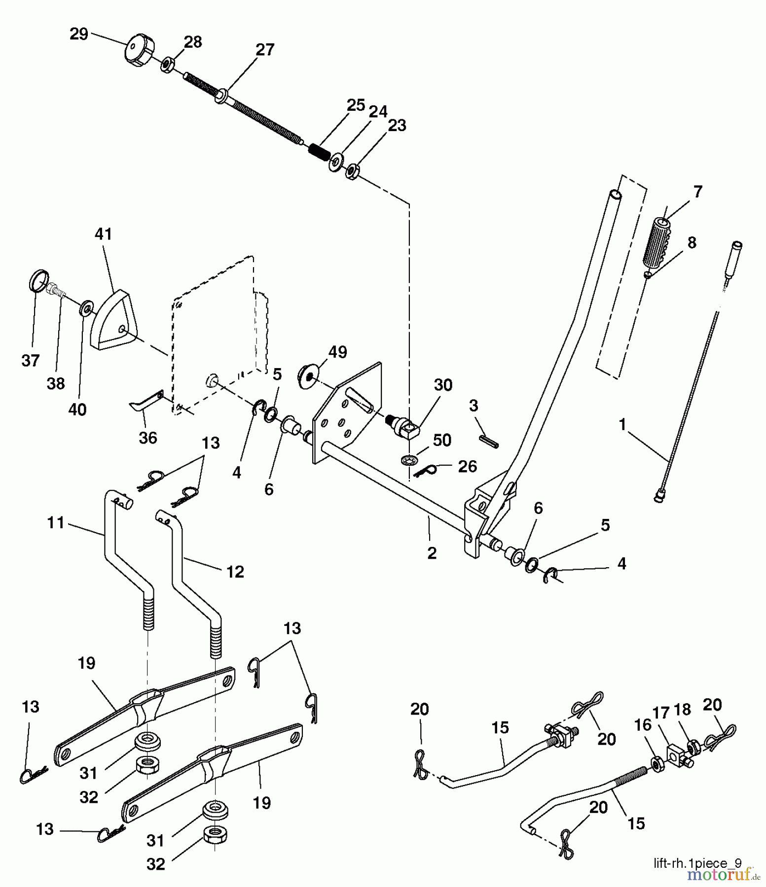 Jonsered Rasen und Garten Traktoren LT2113 CM (96061022405) - Jonsered Lawn & Garden Tractor (2011-01) MOWER LIFT / DECK LIFT