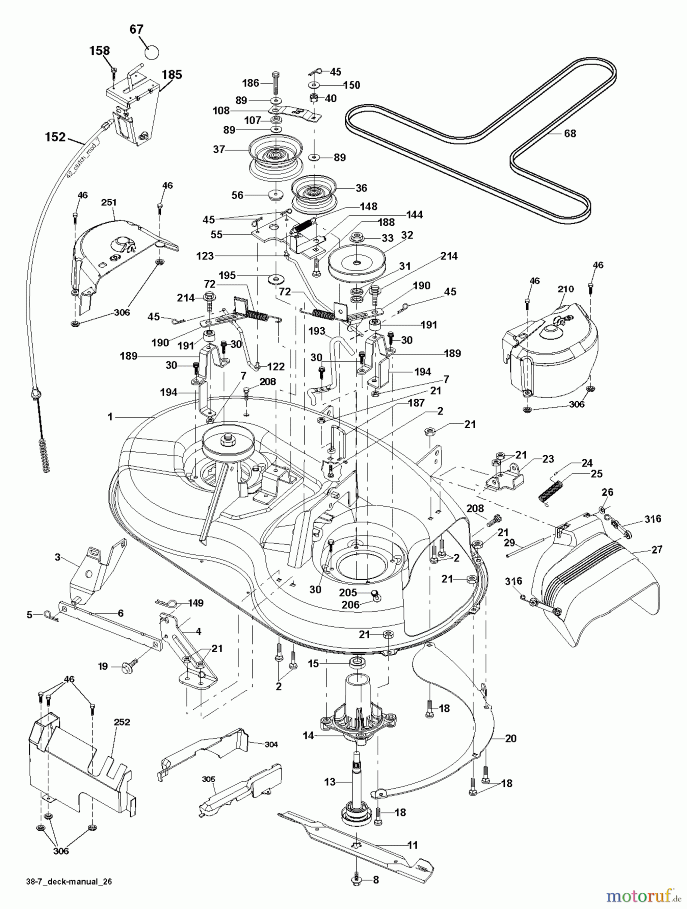 Jonsered Rasen und Garten Traktoren LT2114 (96011029300) - Jonsered Lawn & Garden Tractor (2010-11) MOWER DECK / CUTTING DECK