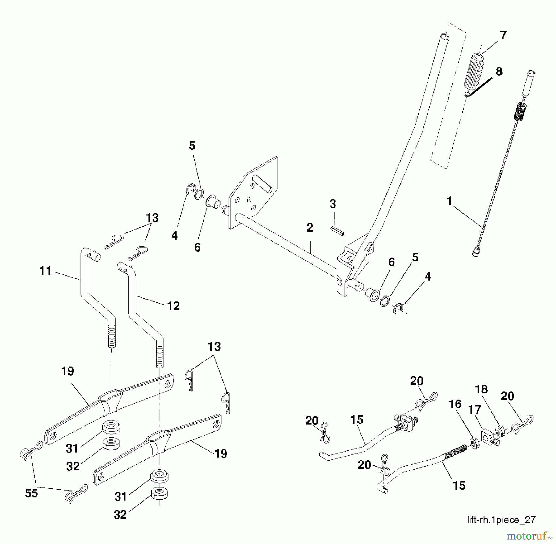 Jonsered Rasen und Garten Traktoren LT2114 (96011029302) - Jonsered Lawn & Garden Tractor (2011-09) MOWER LIFT / DECK LIFT