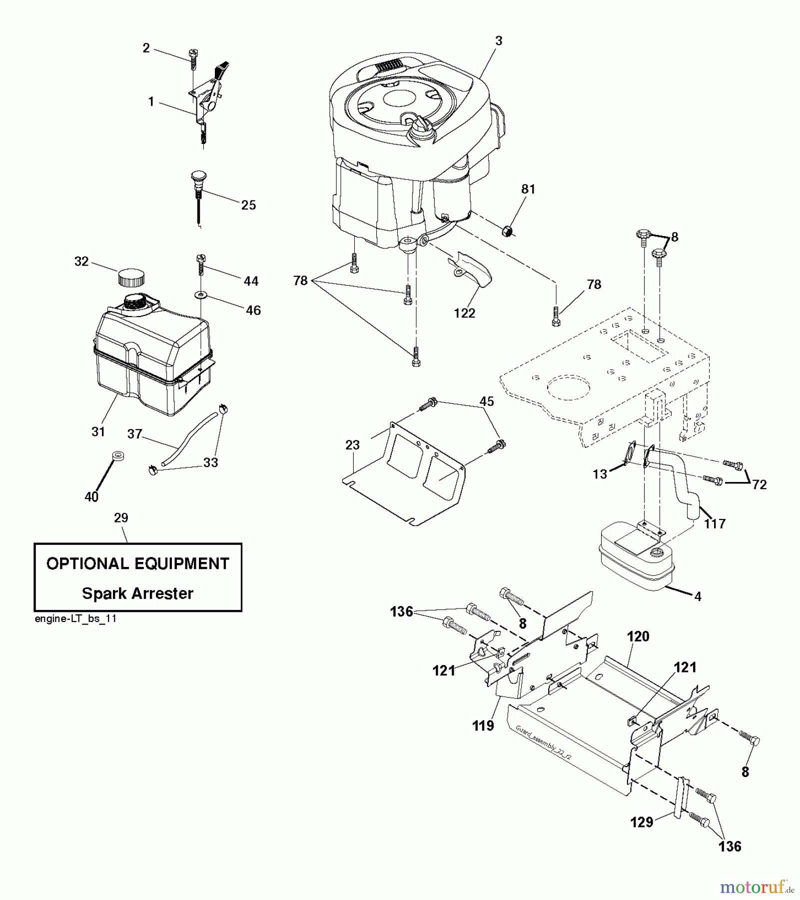  Jonsered Rasen  und Garten Traktoren LT2114 (96011029302) - Jonsered Lawn & Garden Tractor (2011-09) ENGINE