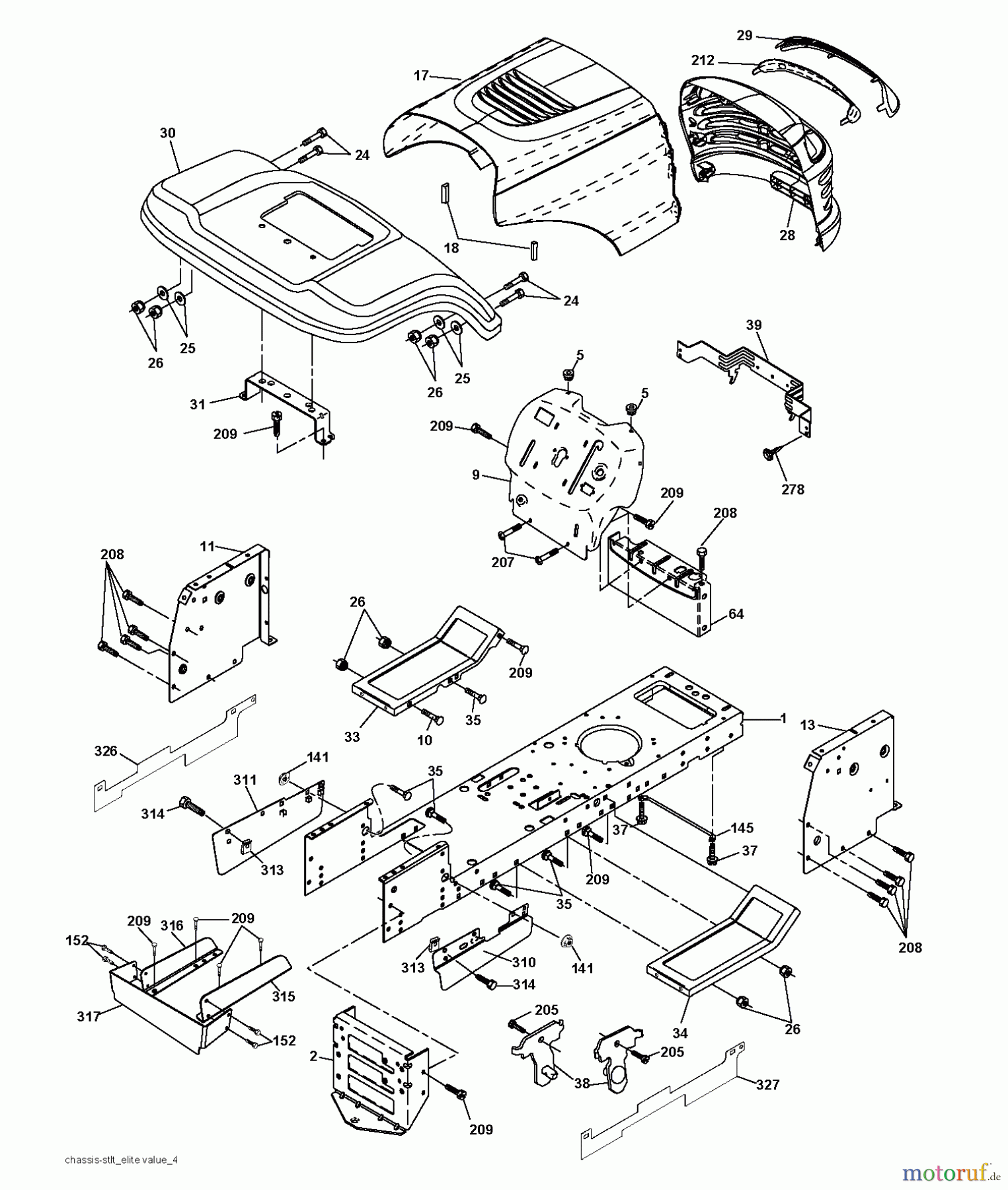 Jonsered Rasen und Garten Traktoren LT2114 (96011029302) - Jonsered Lawn & Garden Tractor (2011-10) CHASSIS ENCLOSURES