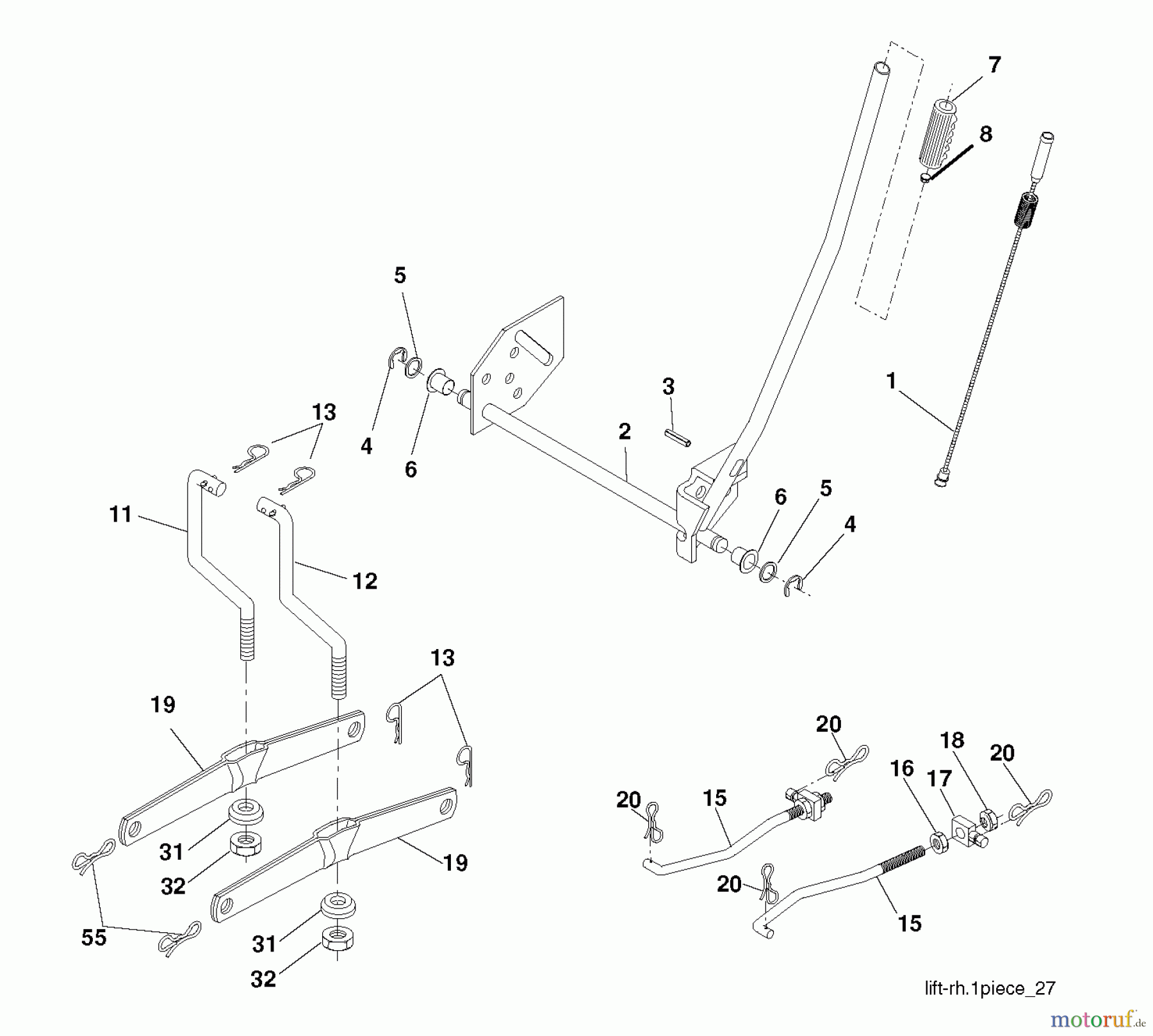  Jonsered Rasen  und Garten Traktoren LT2114 (96011029302) - Jonsered Lawn & Garden Tractor (2011-10) MOWER LIFT / DECK LIFT