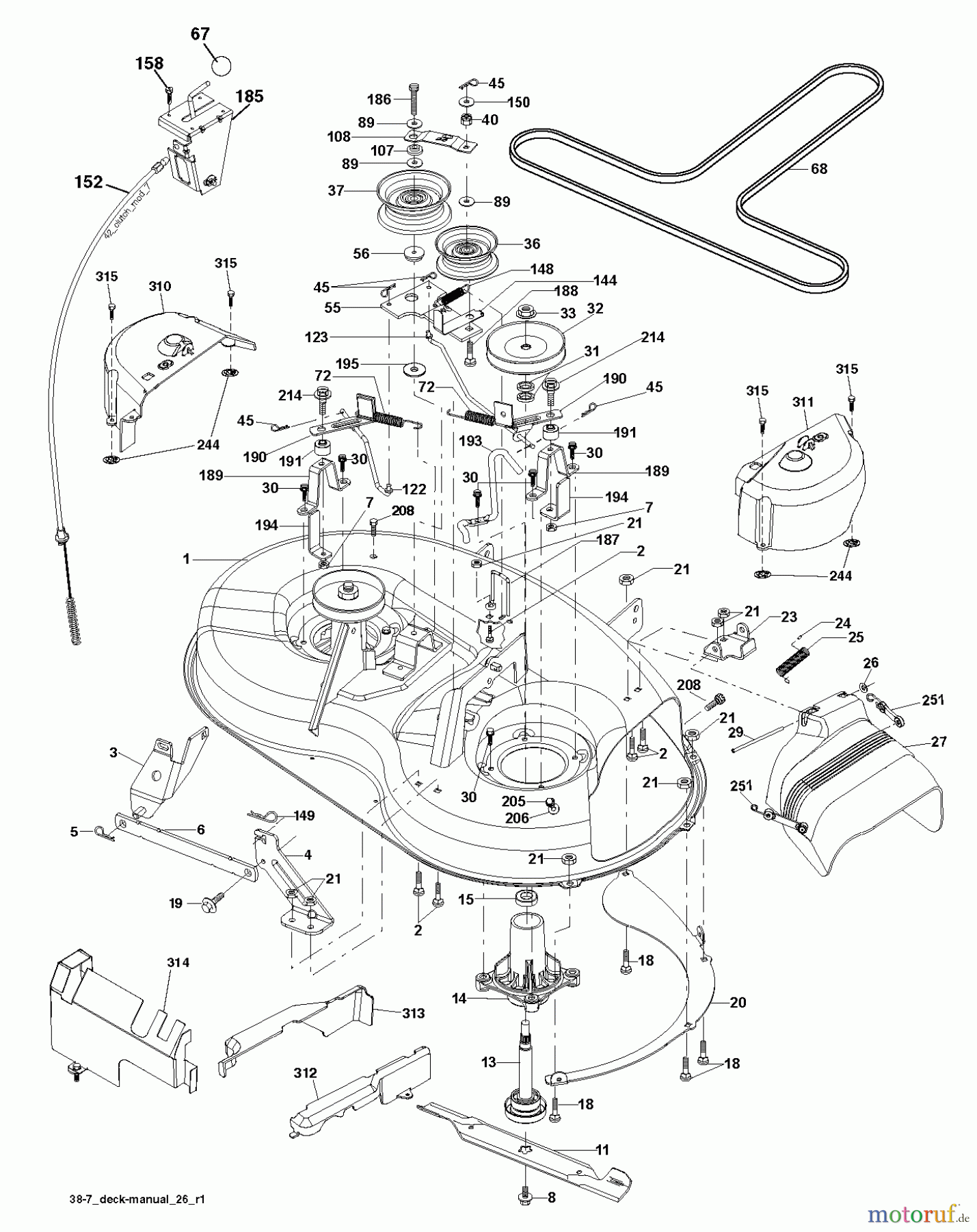  Jonsered Rasen  und Garten Traktoren LT2114 A (96011030202) - Jonsered Lawn & Garden Tractor (2013-05) MOWER DECK / CUTTING DECK