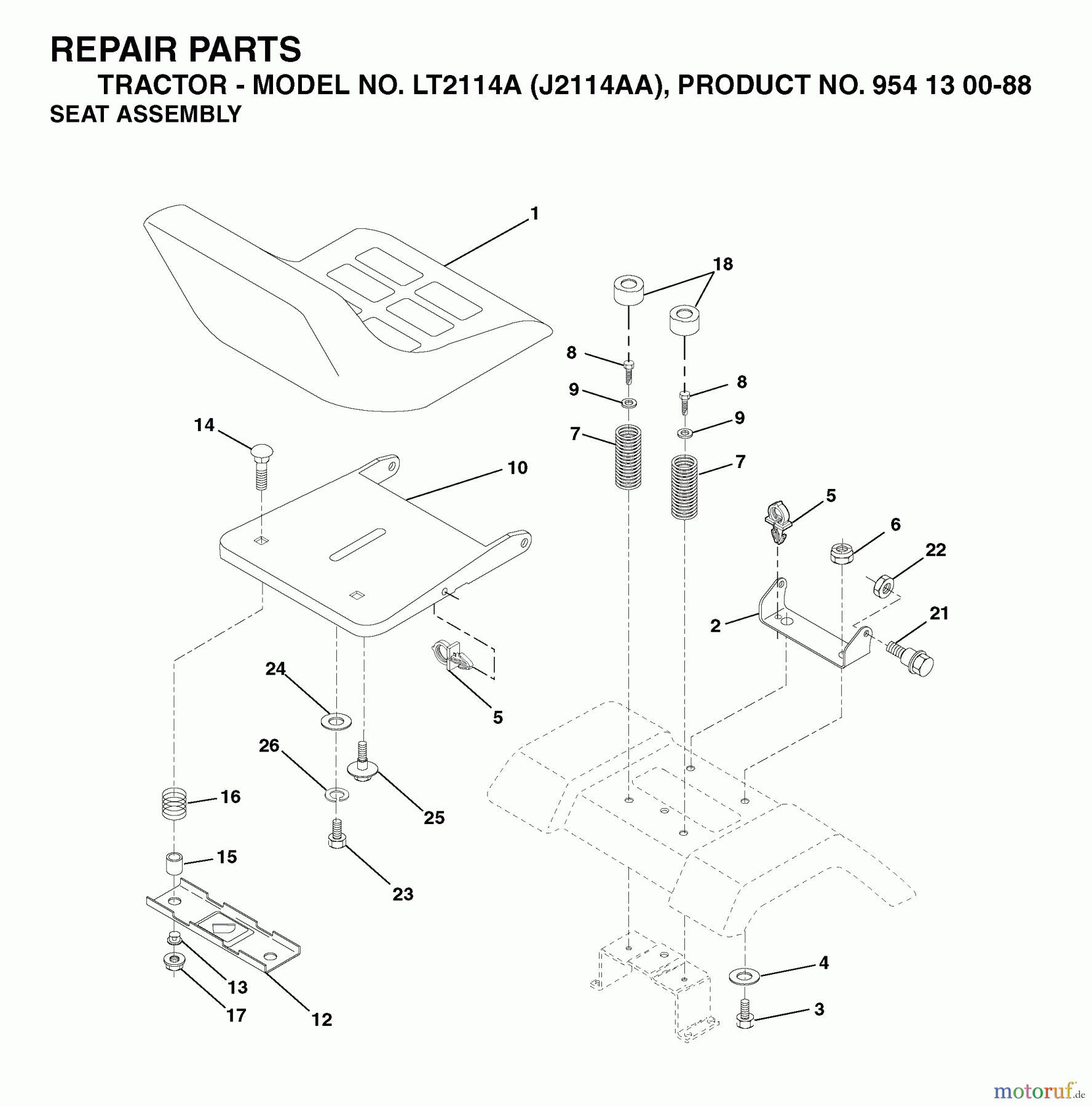Jonsered Rasen und Garten Traktoren LT2114 A (J2114AA, 954130088) - Jonsered Lawn & Garden Tractor (2003-01) SEAT