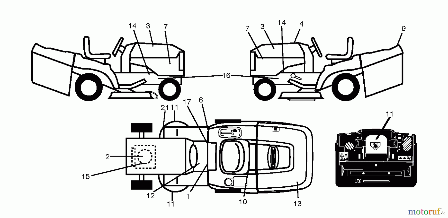 Jonsered Rasen und Garten Traktoren LT2114 CA (96061032001) - Jonsered Lawn & Garden Tractor (2011-09) DECALS