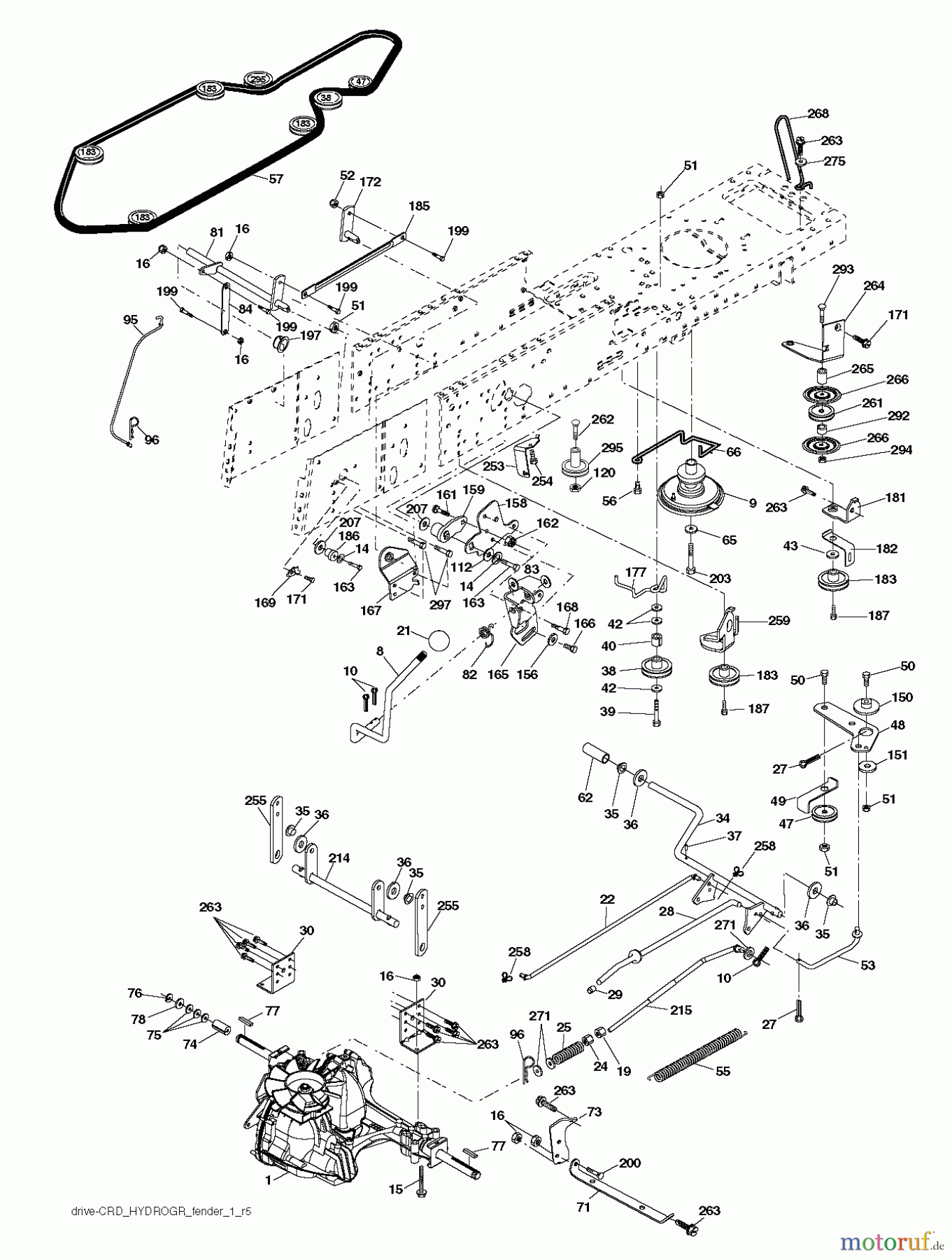  Jonsered Rasen  und Garten Traktoren LT2114 CA (96061032000) - Jonsered Lawn & Garden Tractor (2010-11) DRIVE