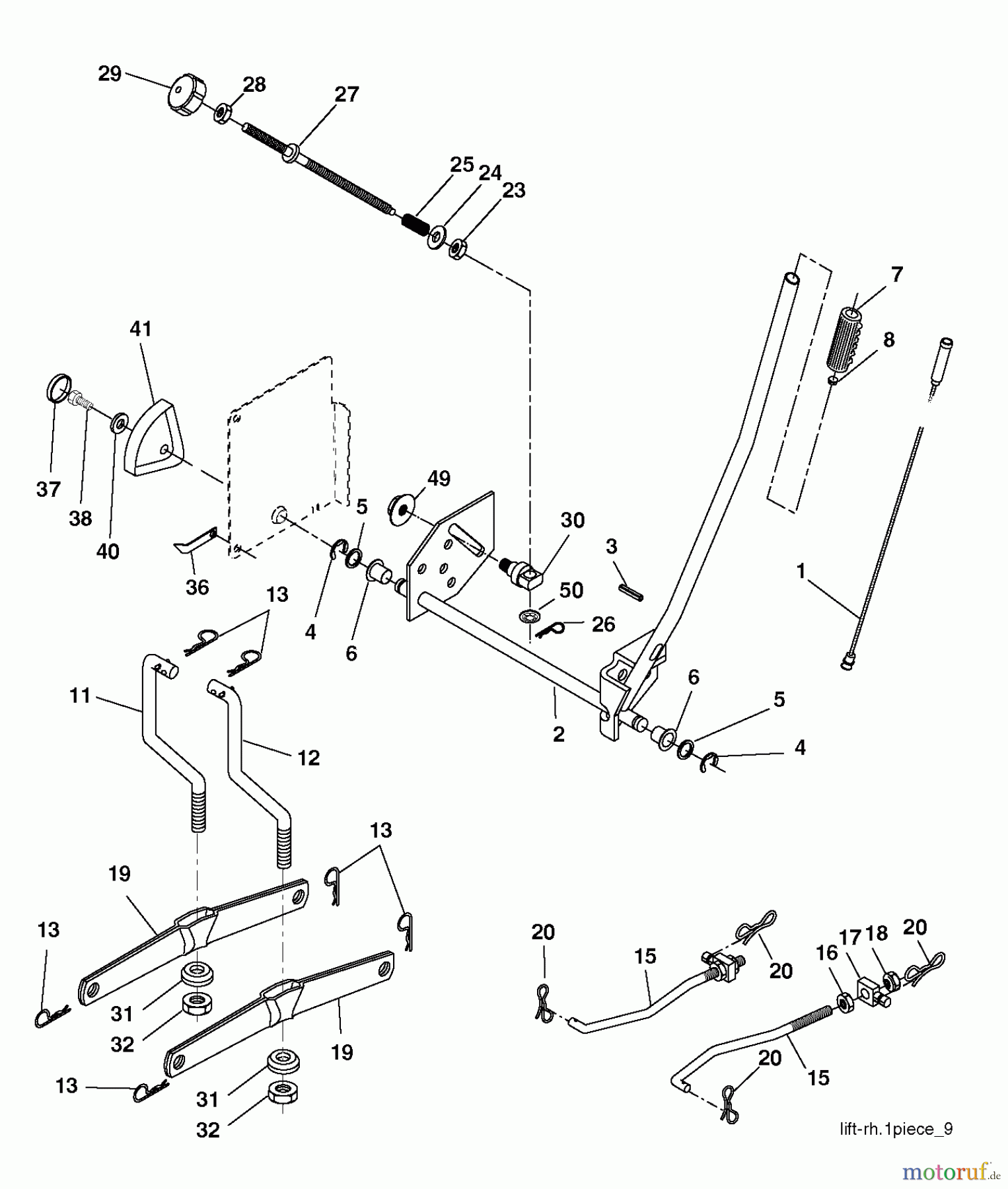 Jonsered Rasen und Garten Traktoren LT2114 CA (96061032001) - Jonsered Lawn & Garden Tractor (2011-09) MOWER LIFT / DECK LIFT