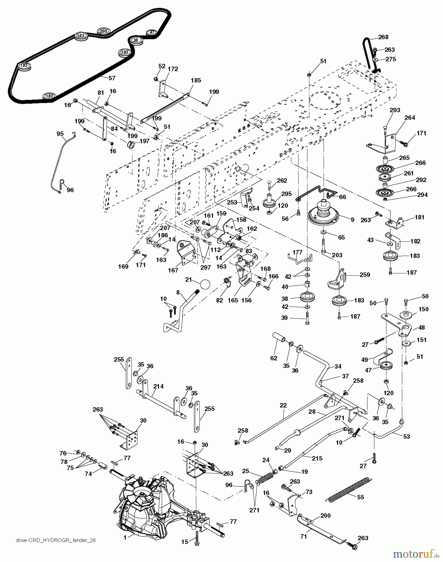 Jonsered Rasen und Garten Traktoren LT2114 CA (96061032001) - Jonsered Lawn & Garden Tractor (2011-09) DRIVE