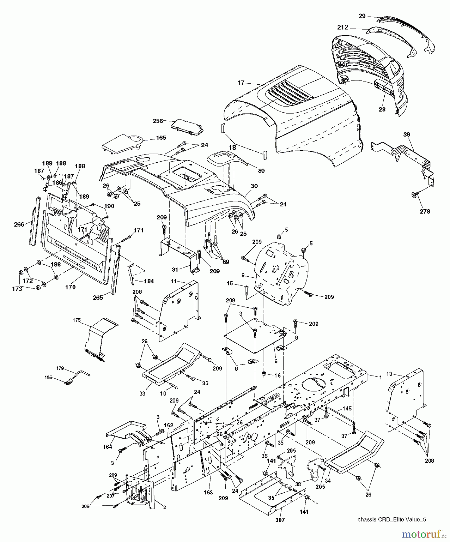  Jonsered Rasen  und Garten Traktoren LT2114 CA (96061032002) - Jonsered Lawn & Garden Tractor (2012-08) CHASSIS ENCLOSURES