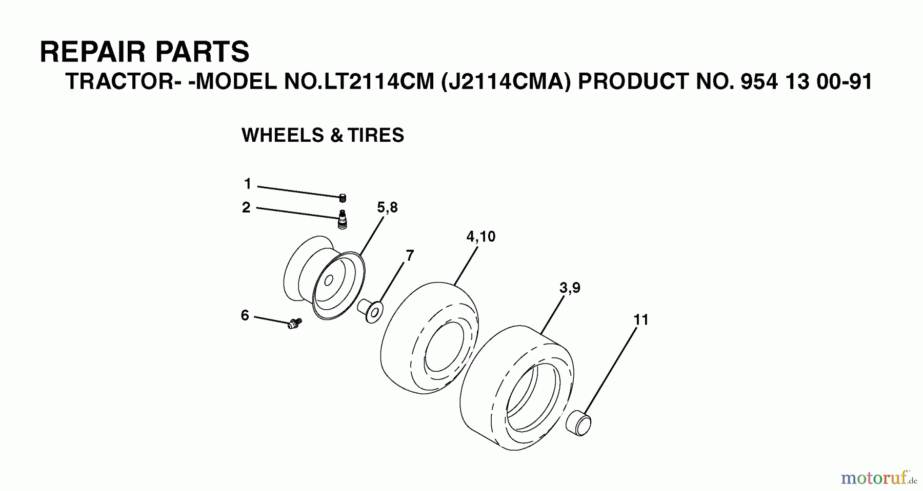 Jonsered Rasen  und Garten Traktoren LT2114 CM (J2114CMA, 954130091) - Jonsered Lawn & Garden Tractor (2003-01) WHEELS TIRES