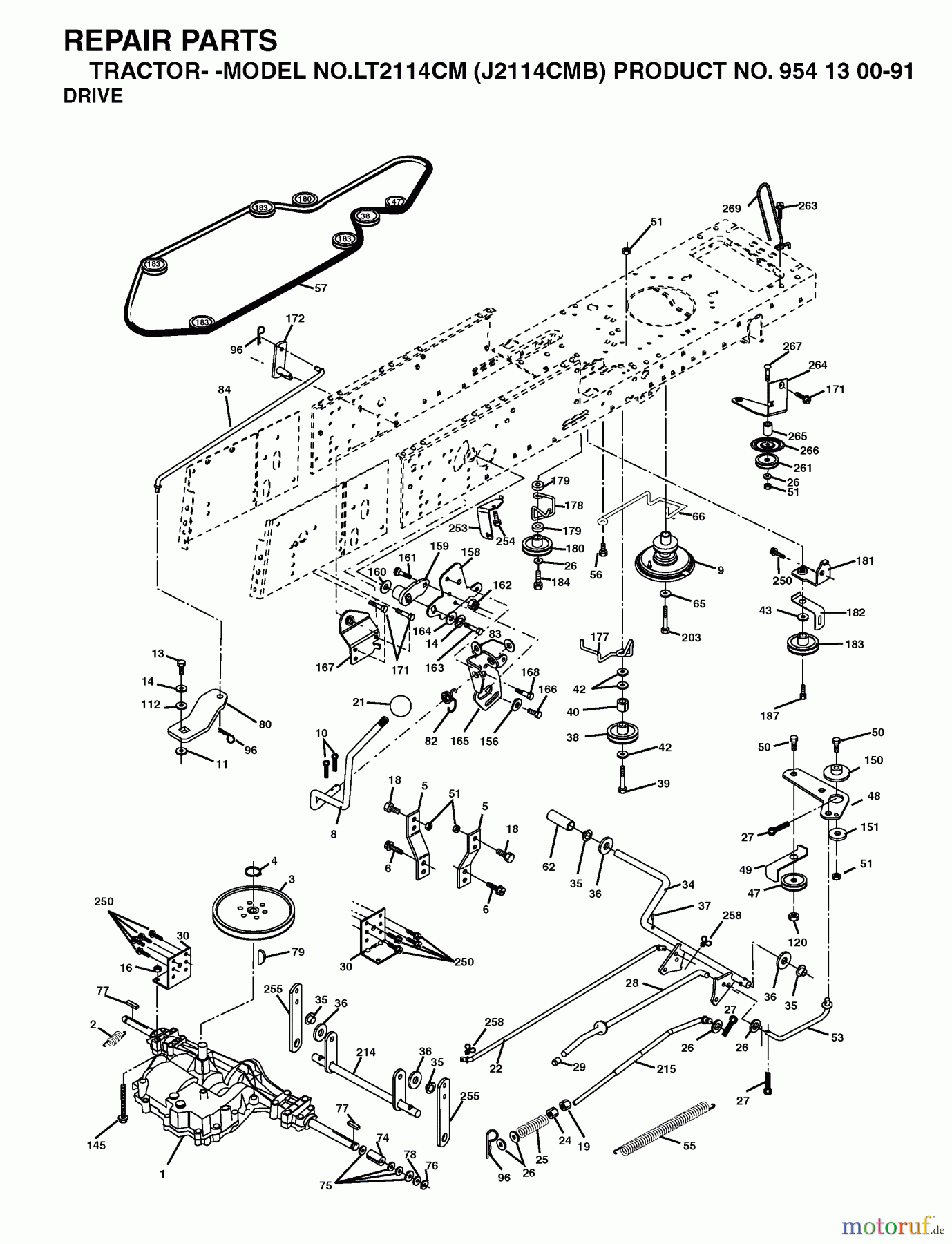 Jonsered Rasen  und Garten Traktoren LT2114 CM (J2114CMB, 954130091) - Jonsered Lawn & Garden Tractor (2003-05) DRIVE
