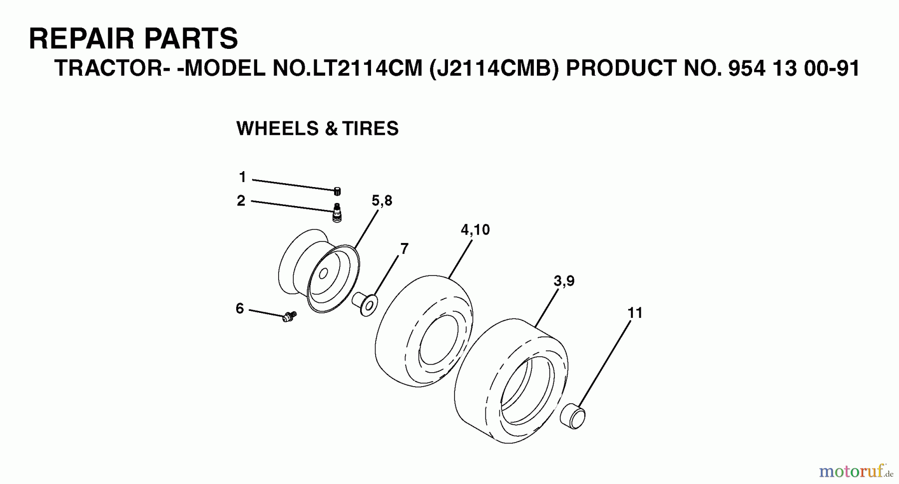 Jonsered Rasen und Garten Traktoren LT2114 CM (J2114CMB, 954130091) - Jonsered Lawn & Garden Tractor (2003-05) WHEELS TIRES