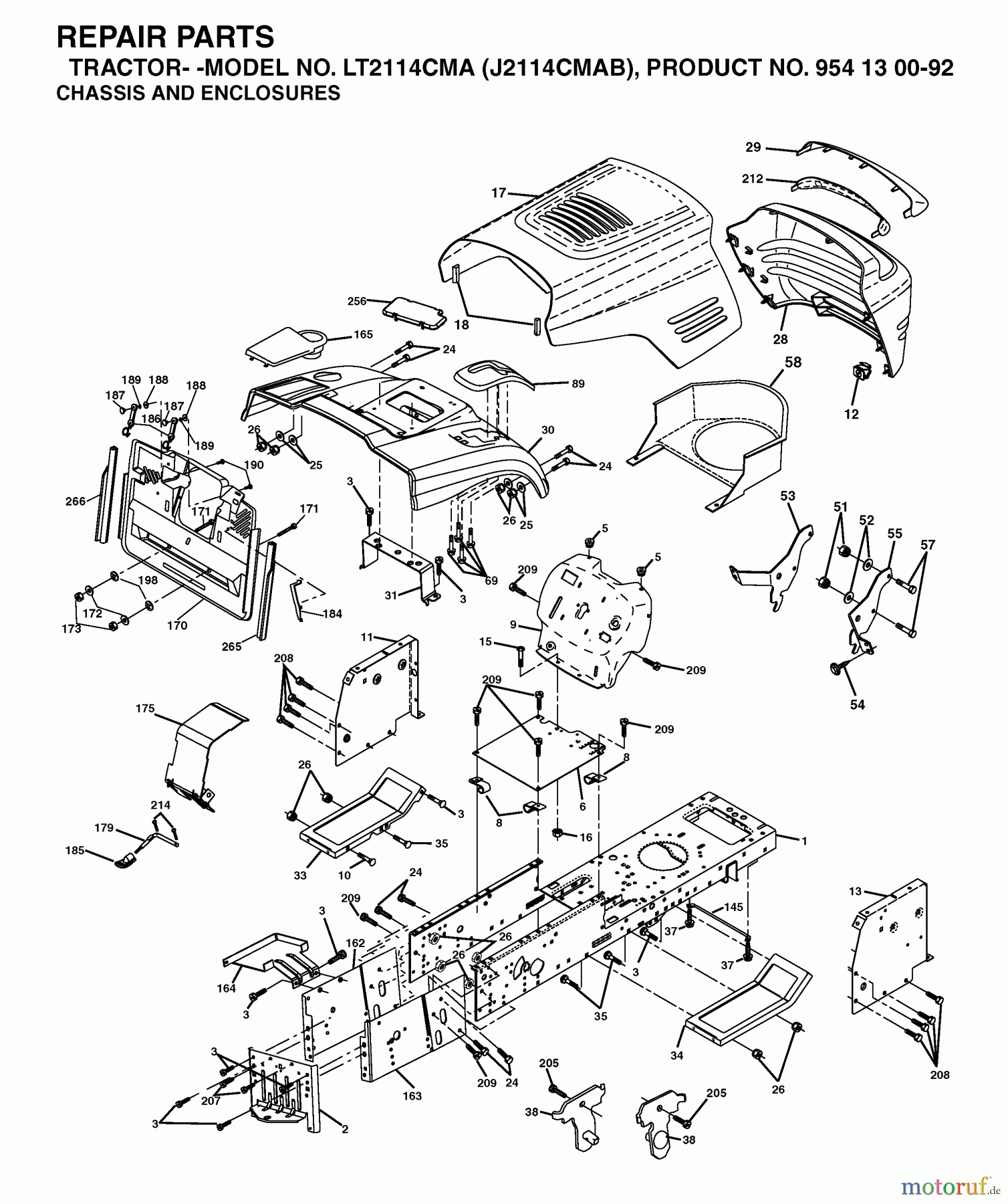 Jonsered Rasen und Garten Traktoren LT2114 CMA (J2114CMAB, 954130092) - Jonsered Lawn & Garden Tractor (2003-01) CHASSIS ENCLOSURES