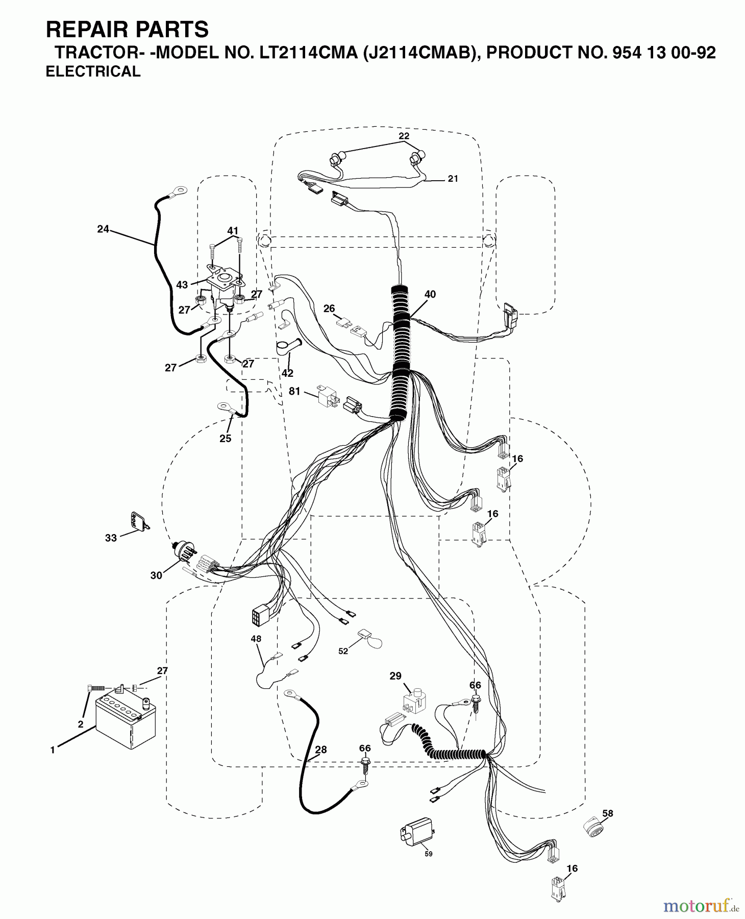 Jonsered Rasen und Garten Traktoren LT2114 CMA (J2114CMAB, 954130092) - Jonsered Lawn & Garden Tractor (2003-01) ELECTRICAL