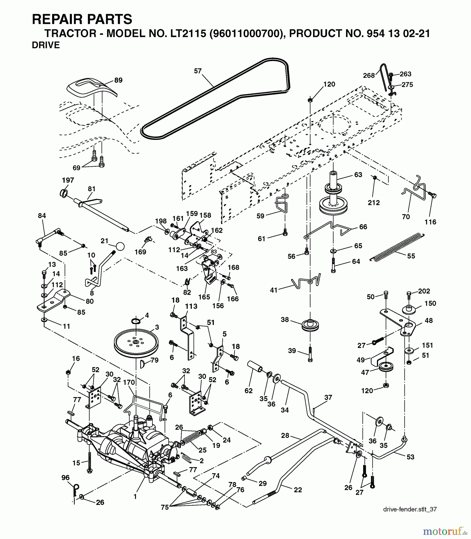 Jonsered Rasen und Garten Traktoren LT2115 (96011000700) - Jonsered Lawn & Garden Tractor (2005-01) DRIVE