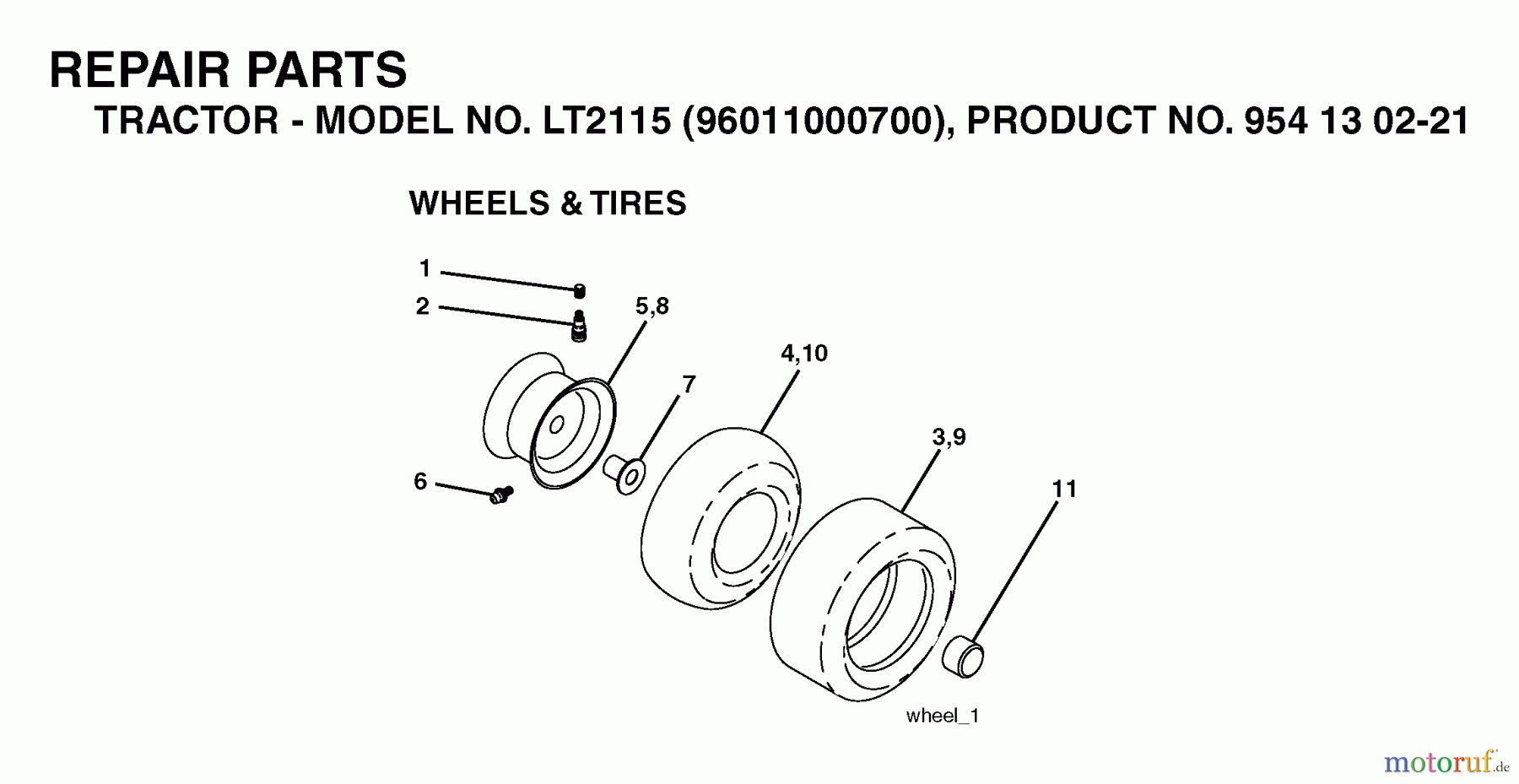 Jonsered Rasen und Garten Traktoren LT2115 (96011000700) - Jonsered Lawn & Garden Tractor (2005-01) WHEELS TIRES