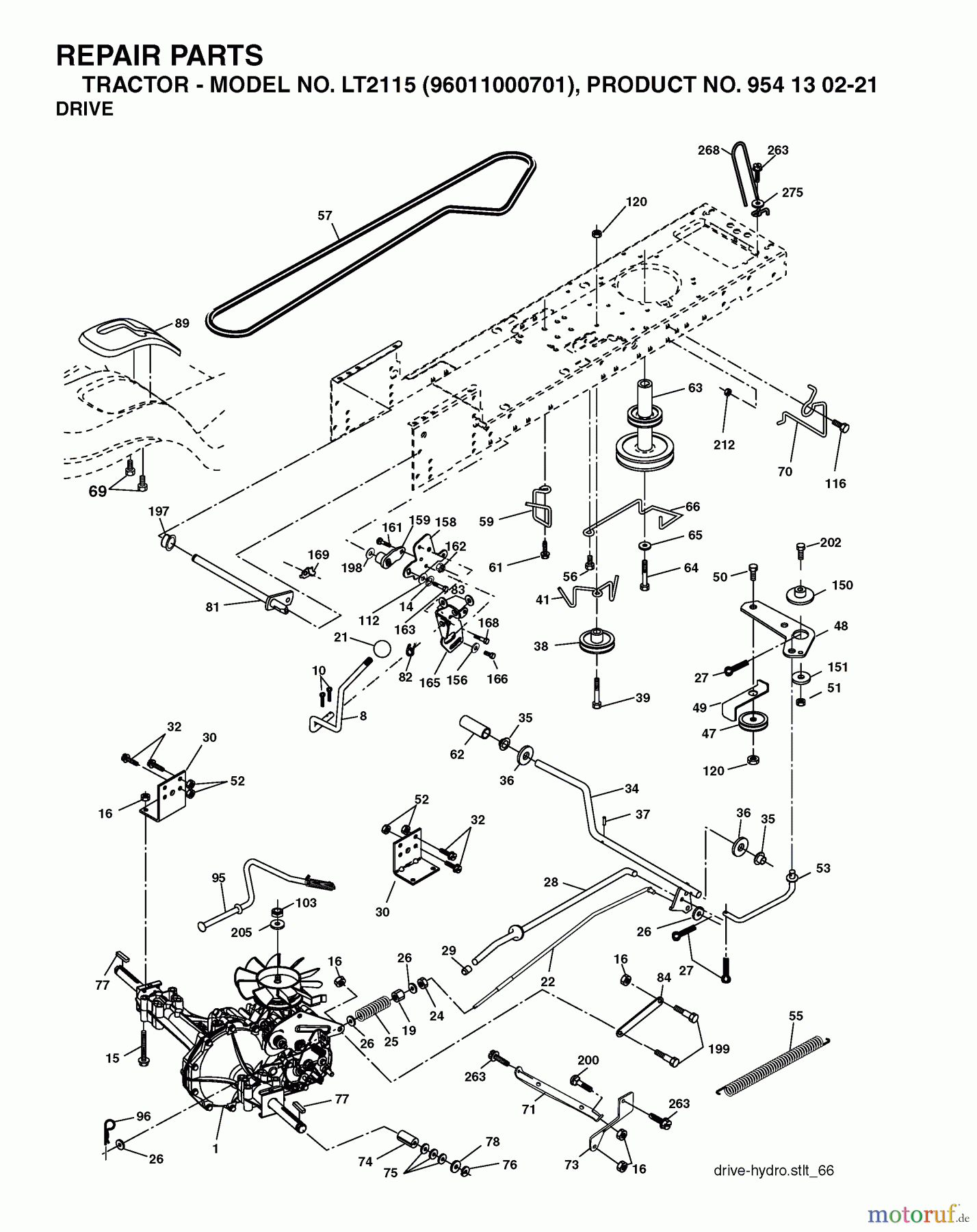  Jonsered Rasen  und Garten Traktoren LT2115 (96011000701) - Jonsered Lawn & Garden Tractor (2005-04) DRIVE