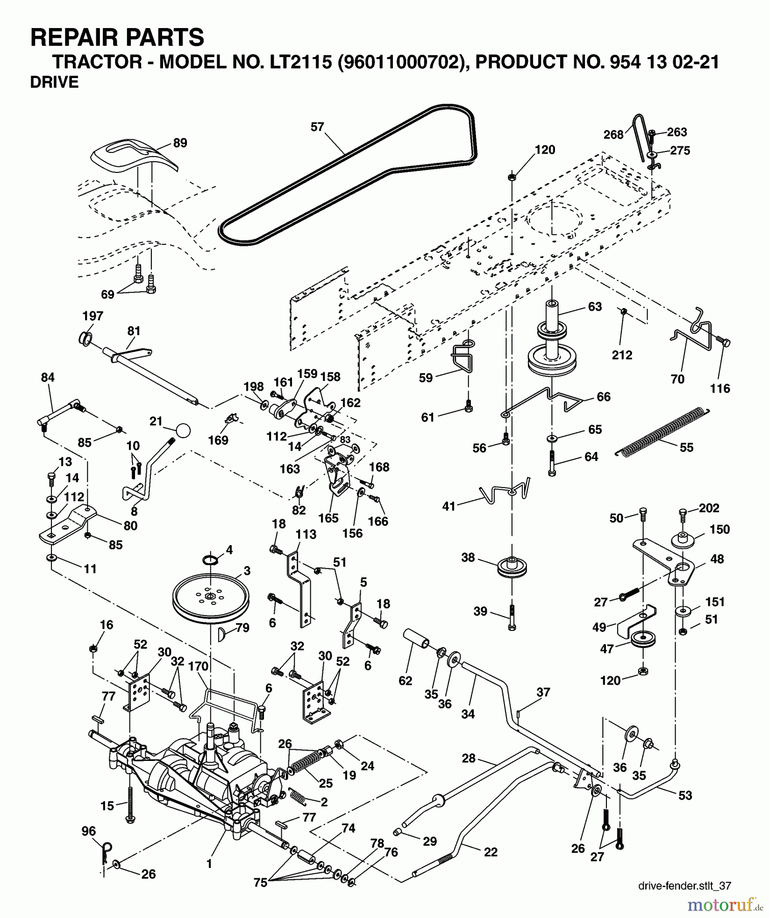 Jonsered Rasen und Garten Traktoren LT2115 (96011000702) - Jonsered Lawn & Garden Tractor (2005-05) DRIVE