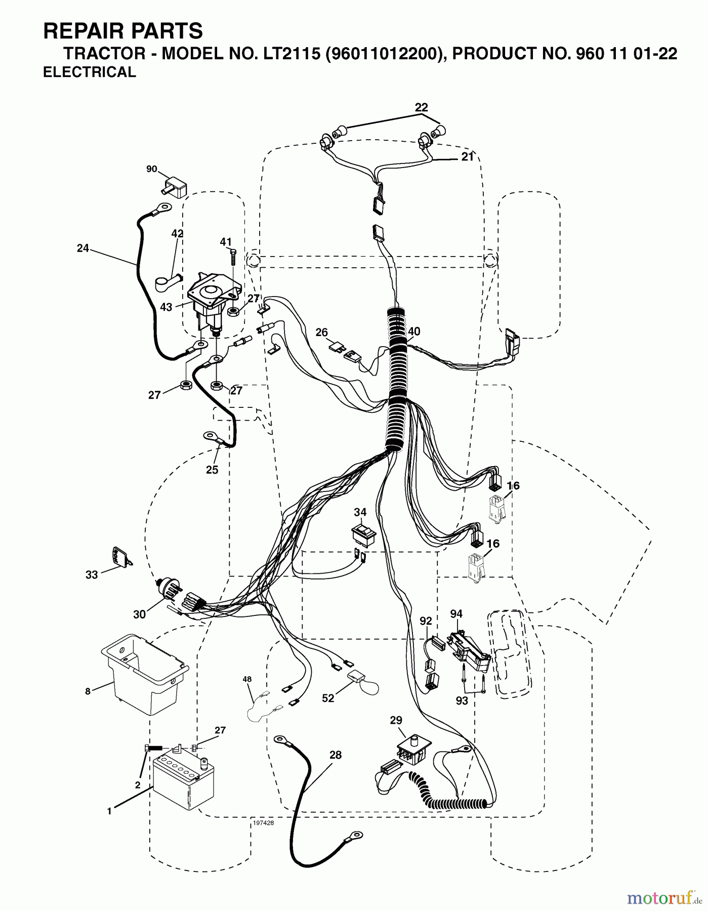 Jonsered Rasen und Garten Traktoren LT2115 (96011012200) - Jonsered Lawn & Garden Tractor (2006-01) ELECTRICAL