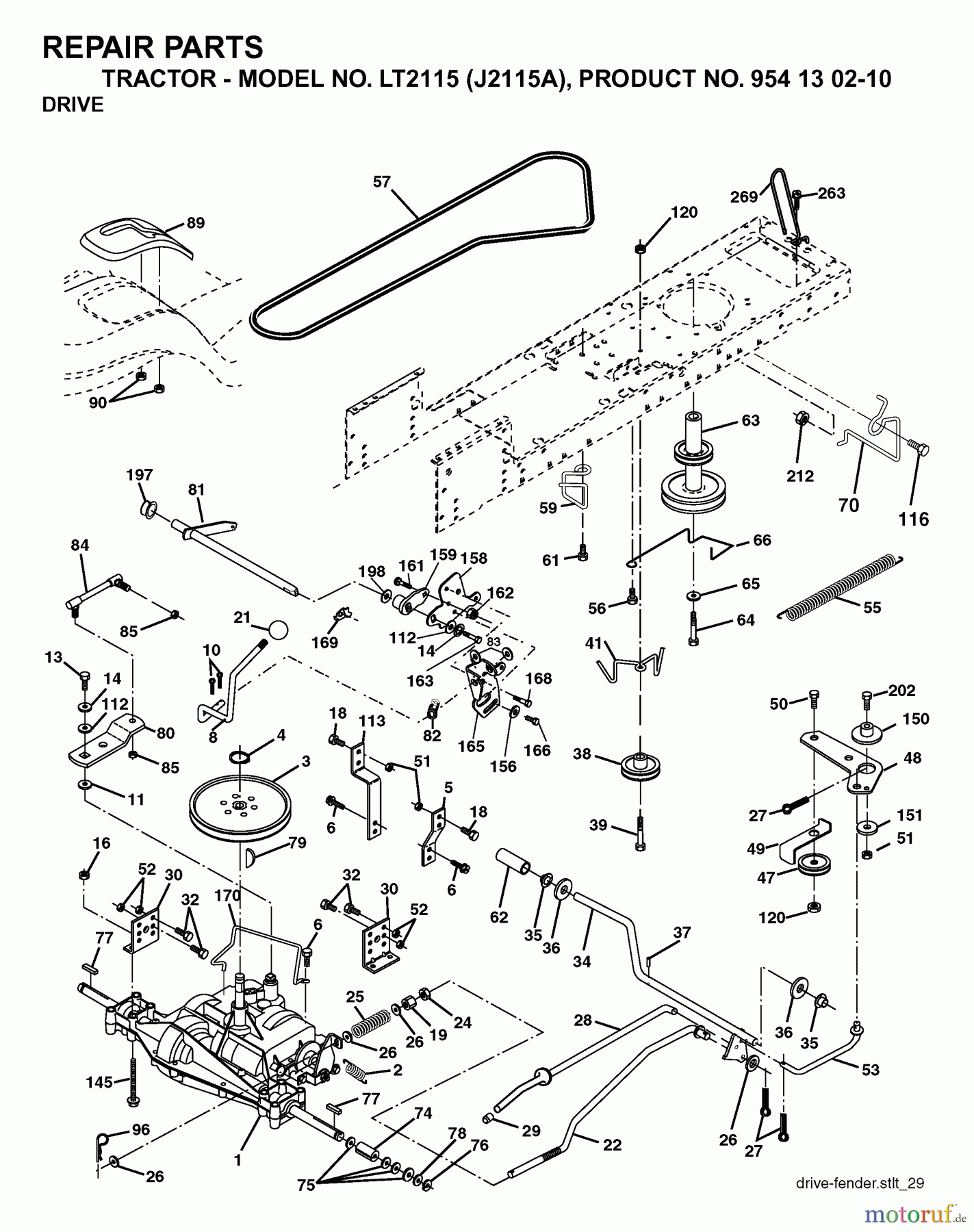 Jonsered Rasen und Garten Traktoren LT2115 (J2115A, 954130210) - Jonsered Lawn & Garden Tractor (2004-01) DRIVE
