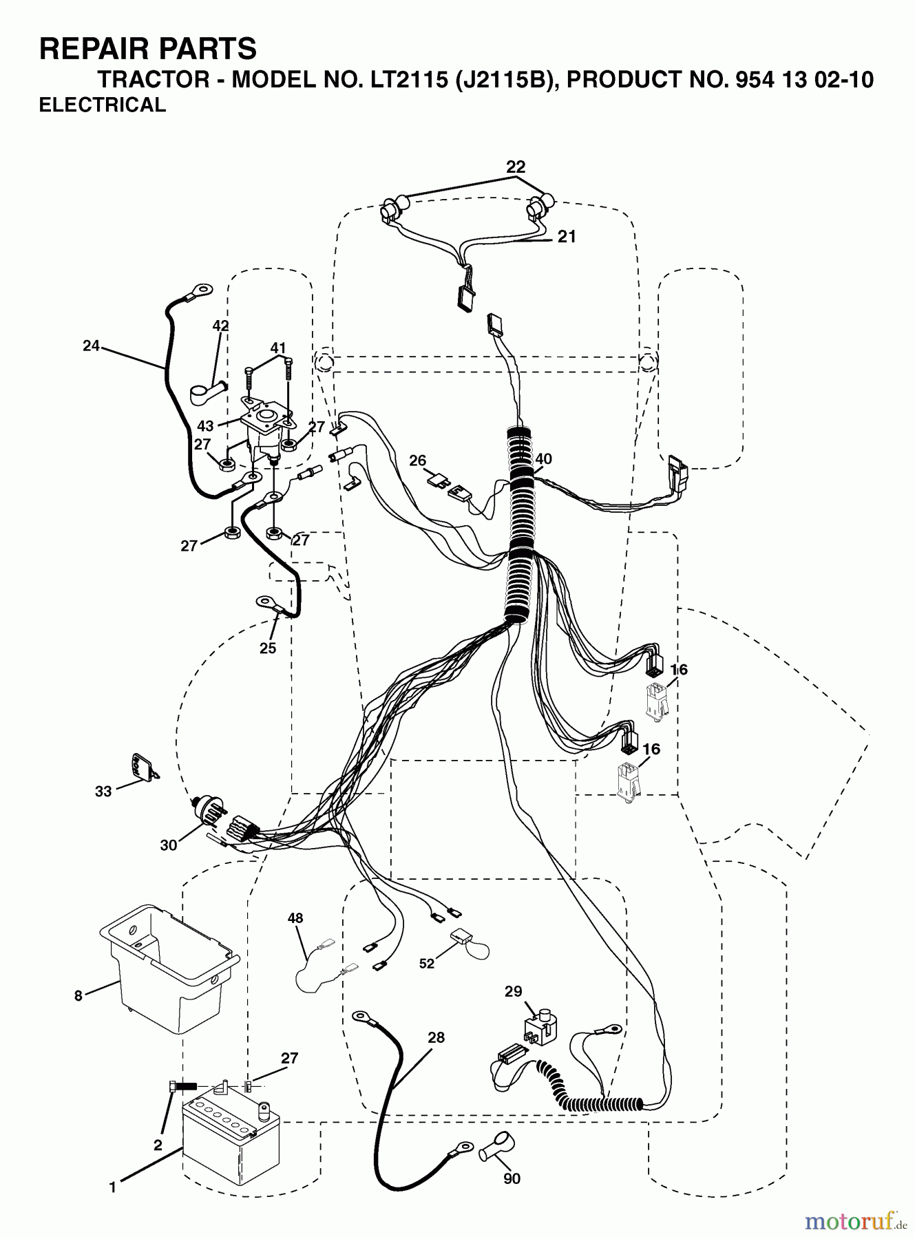 Jonsered Rasen und Garten Traktoren LT2115 (J2115B, 954130210) - Jonsered Lawn & Garden Tractor (2004-06) ELECTRICAL
