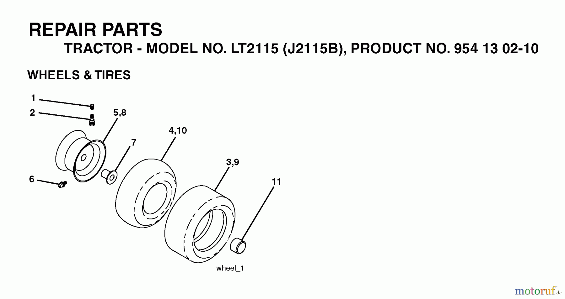  Jonsered Rasen  und Garten Traktoren LT2115 (J2115B, 954130210) - Jonsered Lawn & Garden Tractor (2004-06) WHEELS TIRES