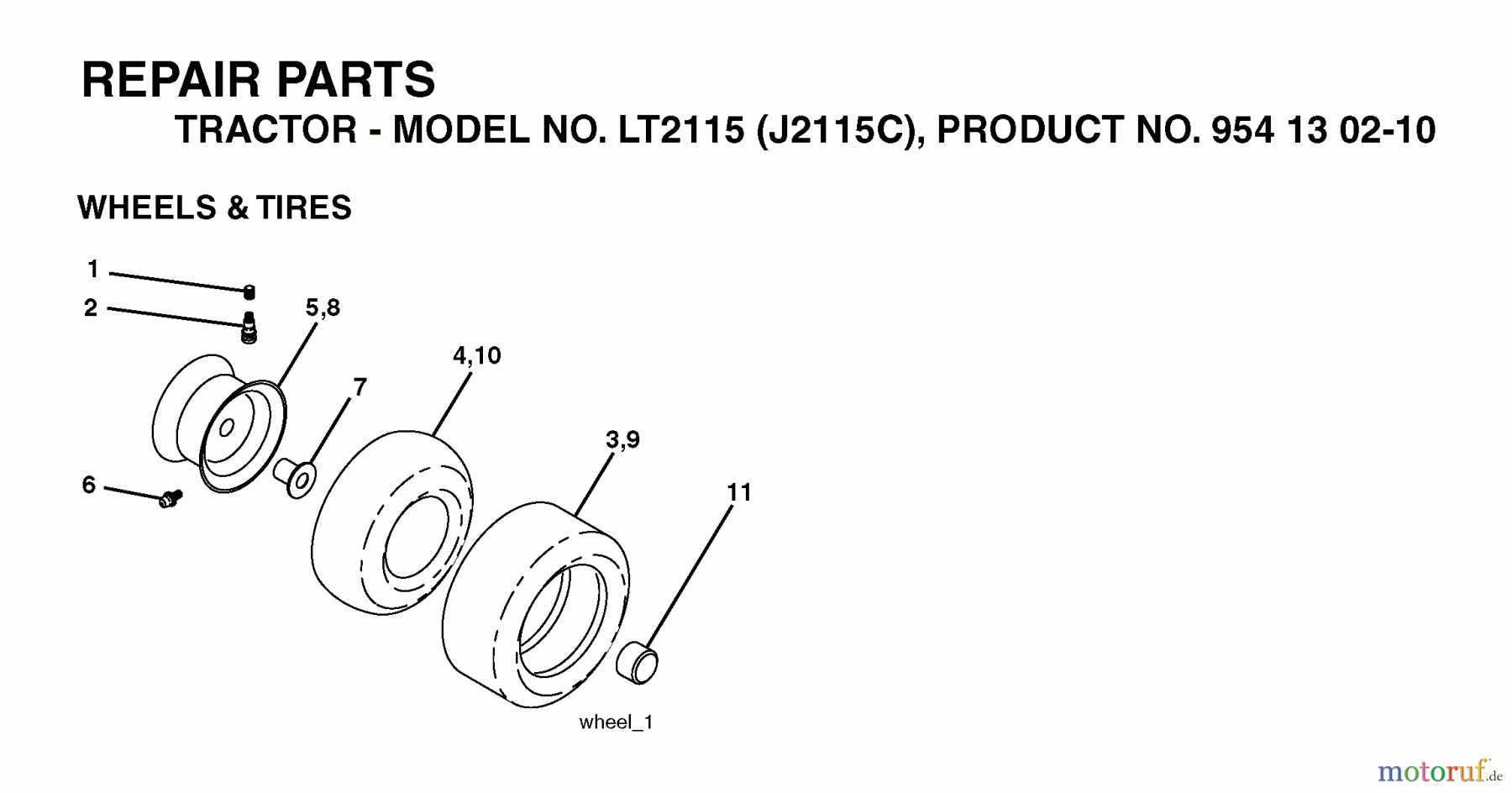 Jonsered Rasen und Garten Traktoren LT2115 (J2115C, 954130210) - Jonsered Lawn & Garden Tractor (2004-09) WHEELS TIRES
