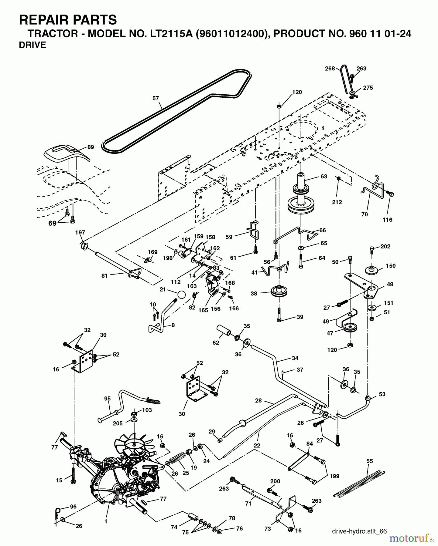 Jonsered Rasen und Garten Traktoren LT2115 A (96011012400) - Jonsered Lawn & Garden Tractor (2006-01) DRIVE