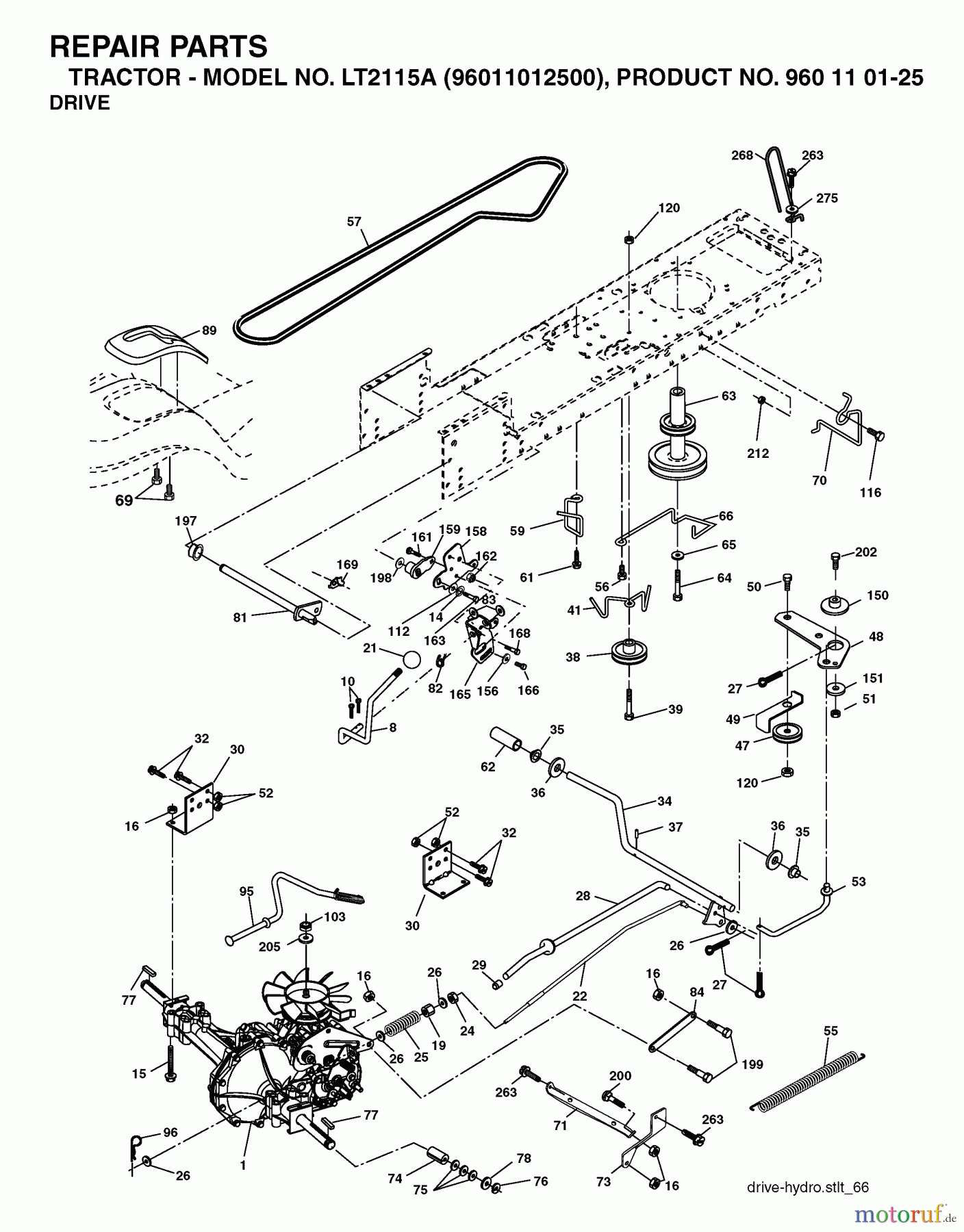 Jonsered Rasen und Garten Traktoren LT2115 A (96011012500) - Jonsered Lawn & Garden Tractor (2006-01) DRIVE