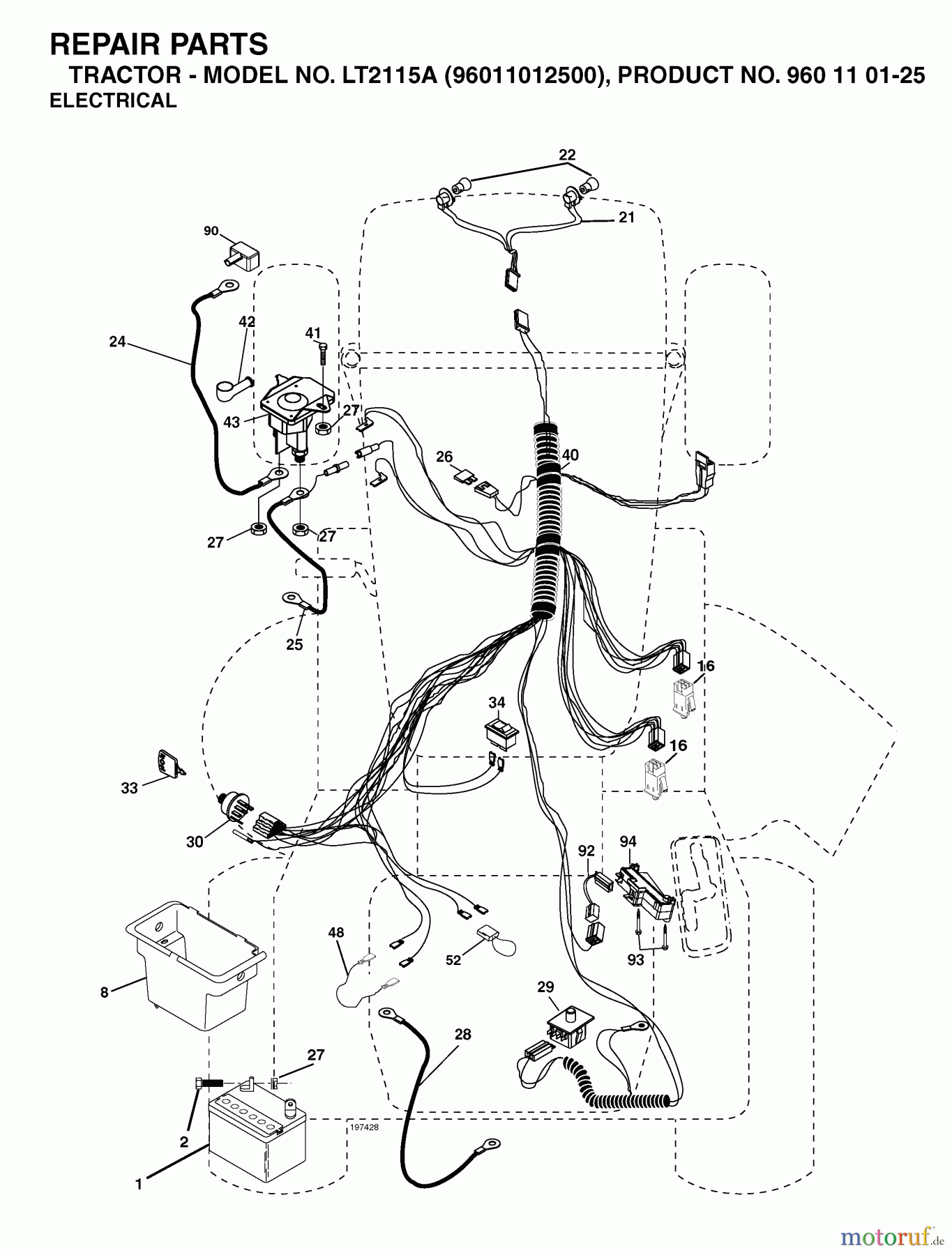  Jonsered Rasen  und Garten Traktoren LT2115 A (96011012500) - Jonsered Lawn & Garden Tractor (2006-01) ELECTRICAL