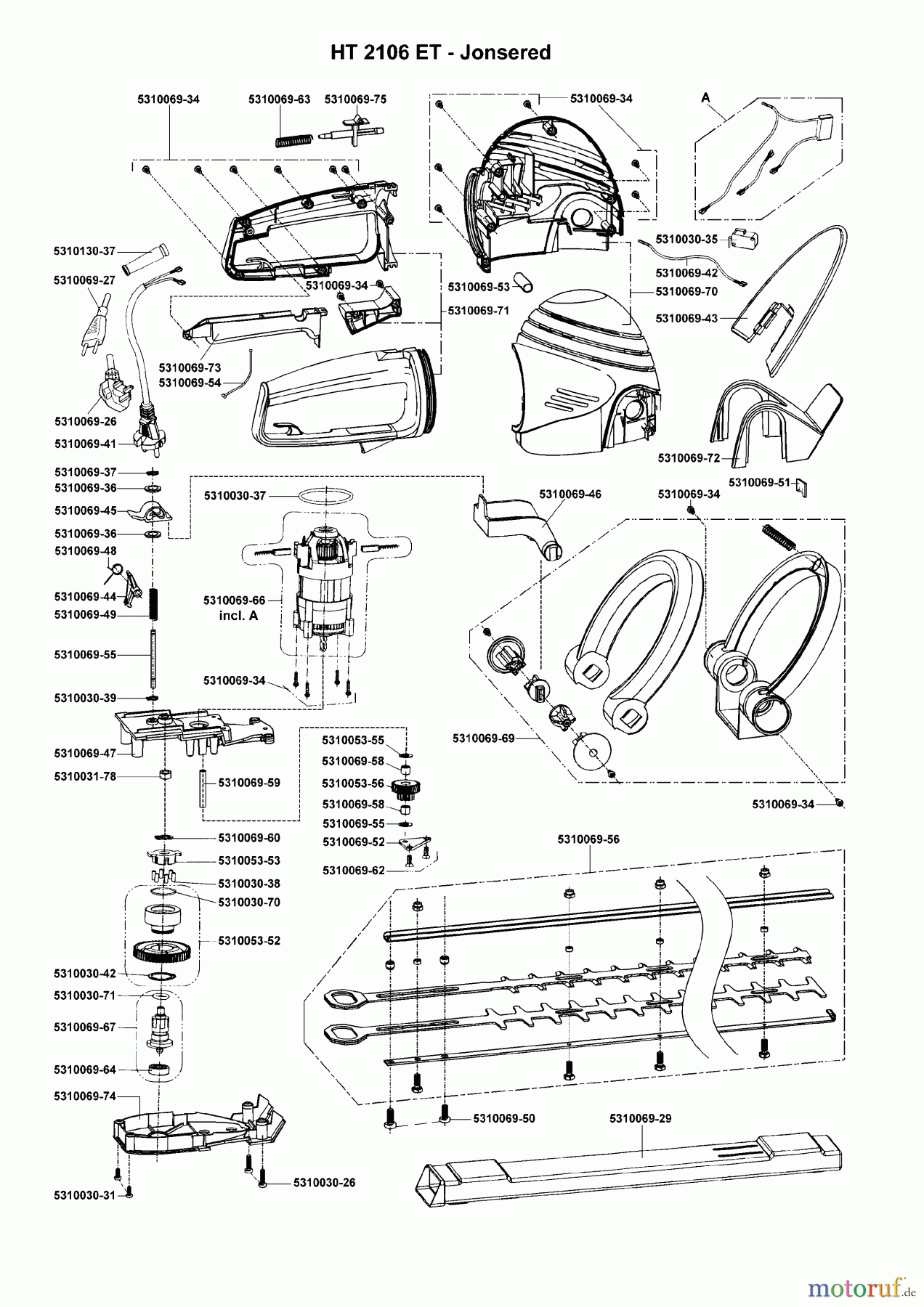  Jonsered Heckenscheren HT2106ET - Jonsered Hedge Trimmer (2003-01) PRODUCT COMPLETE