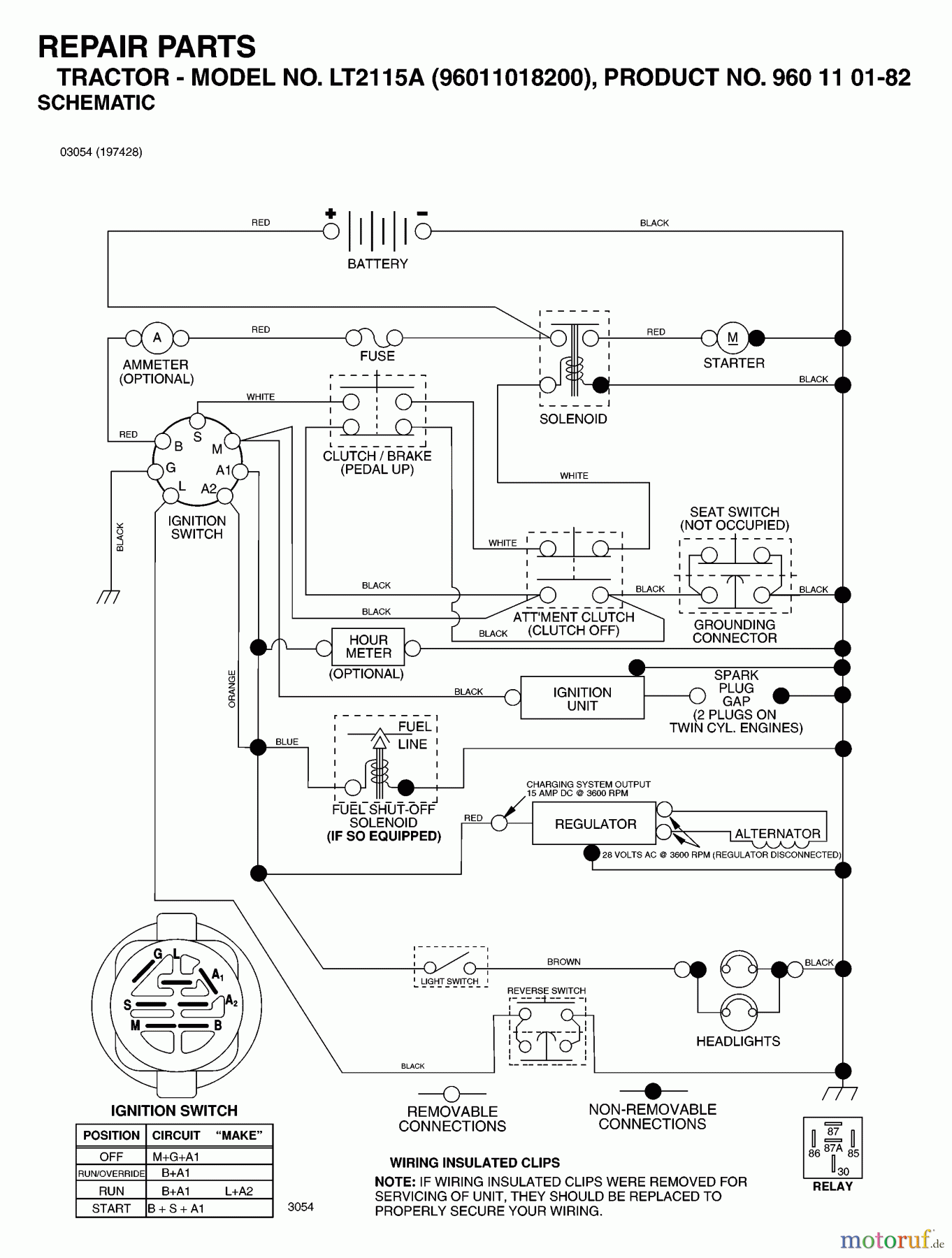 Jonsered Rasen und Garten Traktoren LT2115 A (96011018200) - Jonsered Lawn & Garden Tractor (2006-03) SCHEMATIC